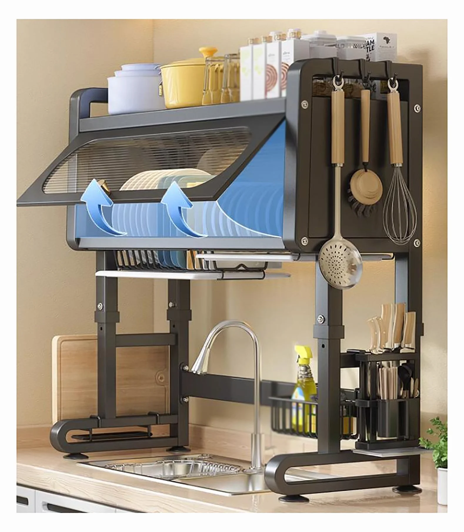 suszarka do naczyń, do blatu kuchennego ze stali nierdzewnej(67x30cm)