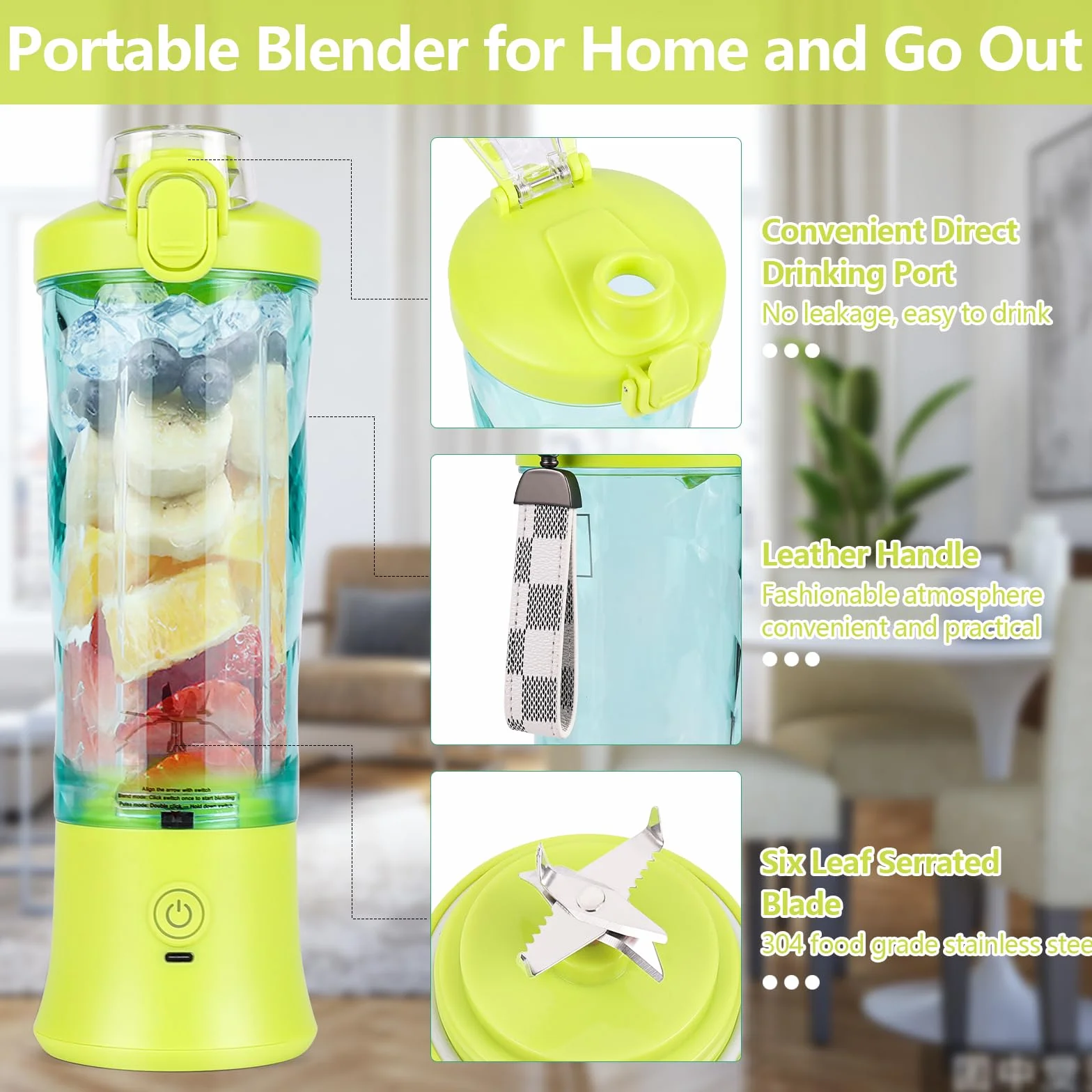 Dreamhigh Mikser przenośny do smoothie 600 ml 4000 mAh 6 ostrzy