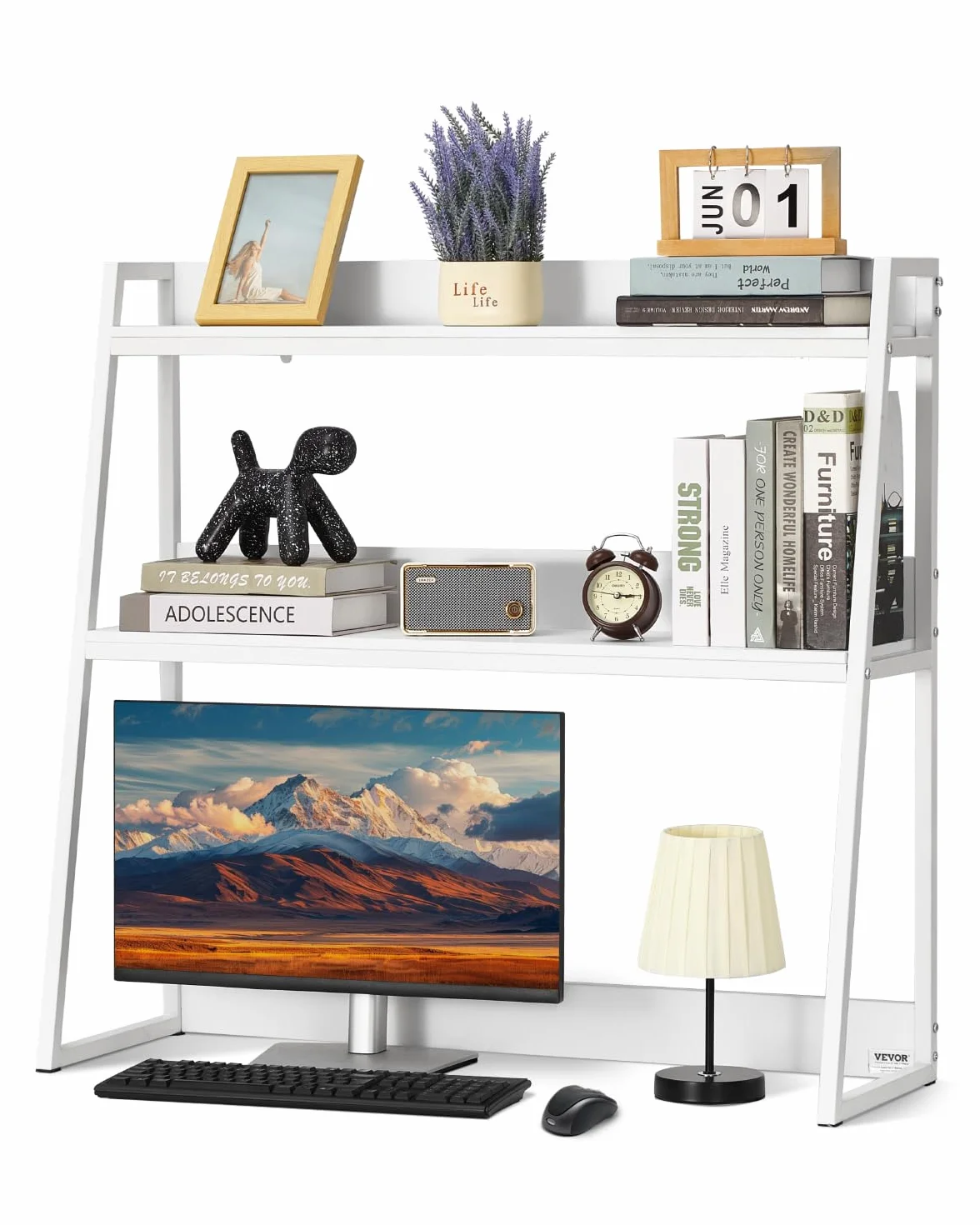 VEVOR Regał na książki na biurko 2-poziomowy organizer do przechowywania 95x32x89 cm