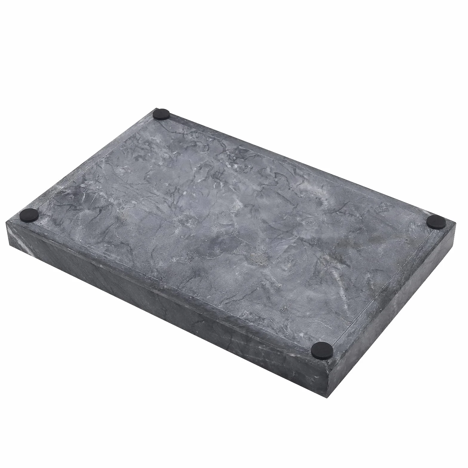 marmurowa taca szara, prostokątna, 30 x 20 x 3 cm, duża taca kosmetyczna, marmur, dekoracyjna taca z naturalnego marmuru do łazienki, świece, z antypoślizgowymi nóżkami