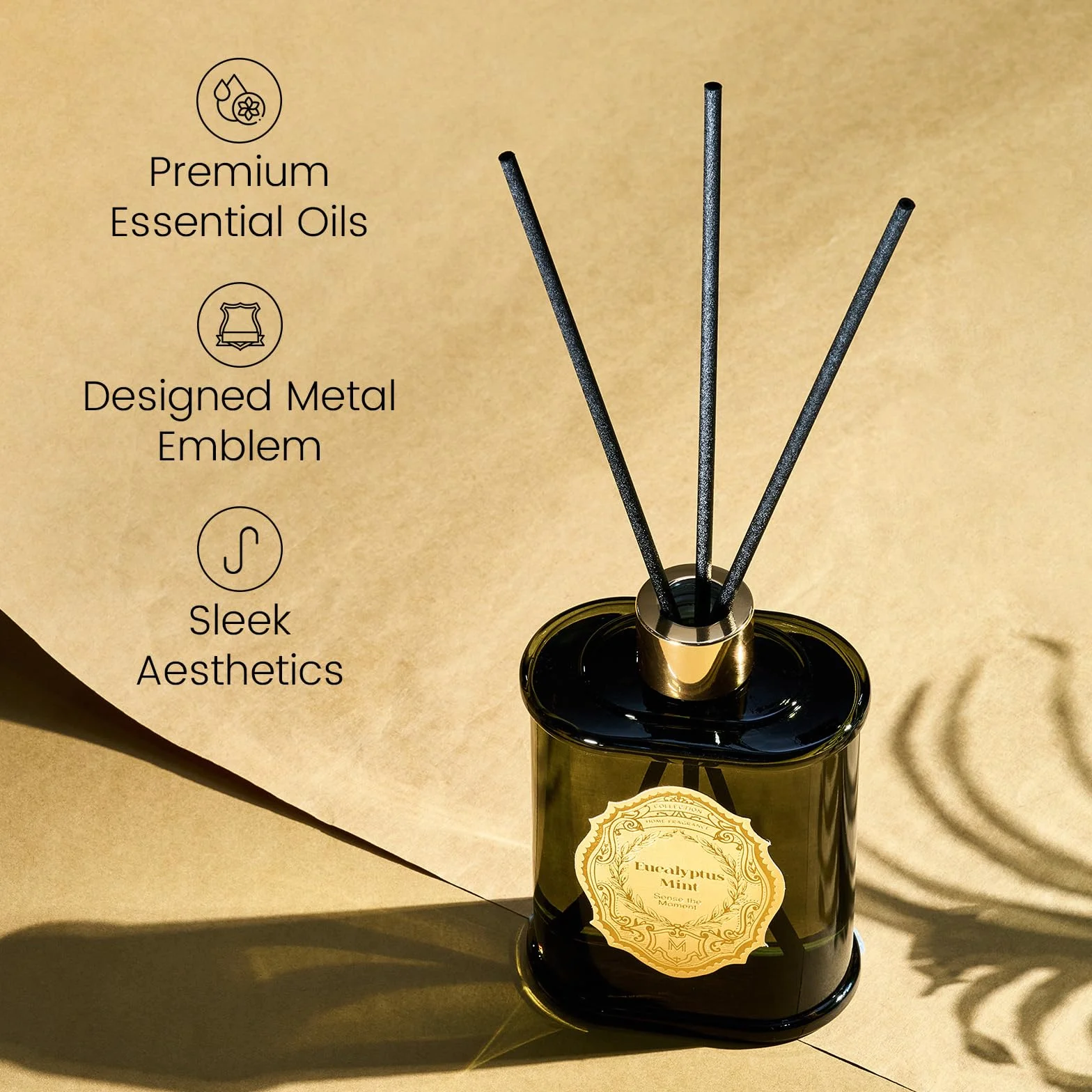 M&SENSE 8.4 oz Large Reed Diffuser For Home | Eucalyptus Mint Scent Oil Diffuser with Sticks | Bedroom Bathroom Living Room Decor