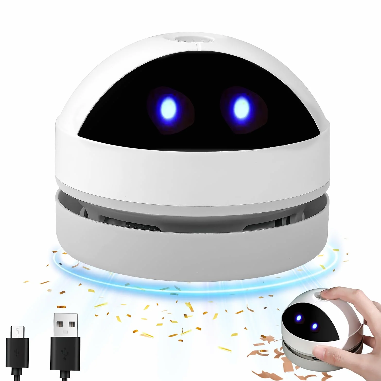 Flintronic Mini odkurzacz, mały odkurzacz do ładowania przez USB, przenośny odkurzacz z mocną bezprzewodową mocą ssania do stołu, biura, samochodu, szkoły i domu – słodkie wyrażenia