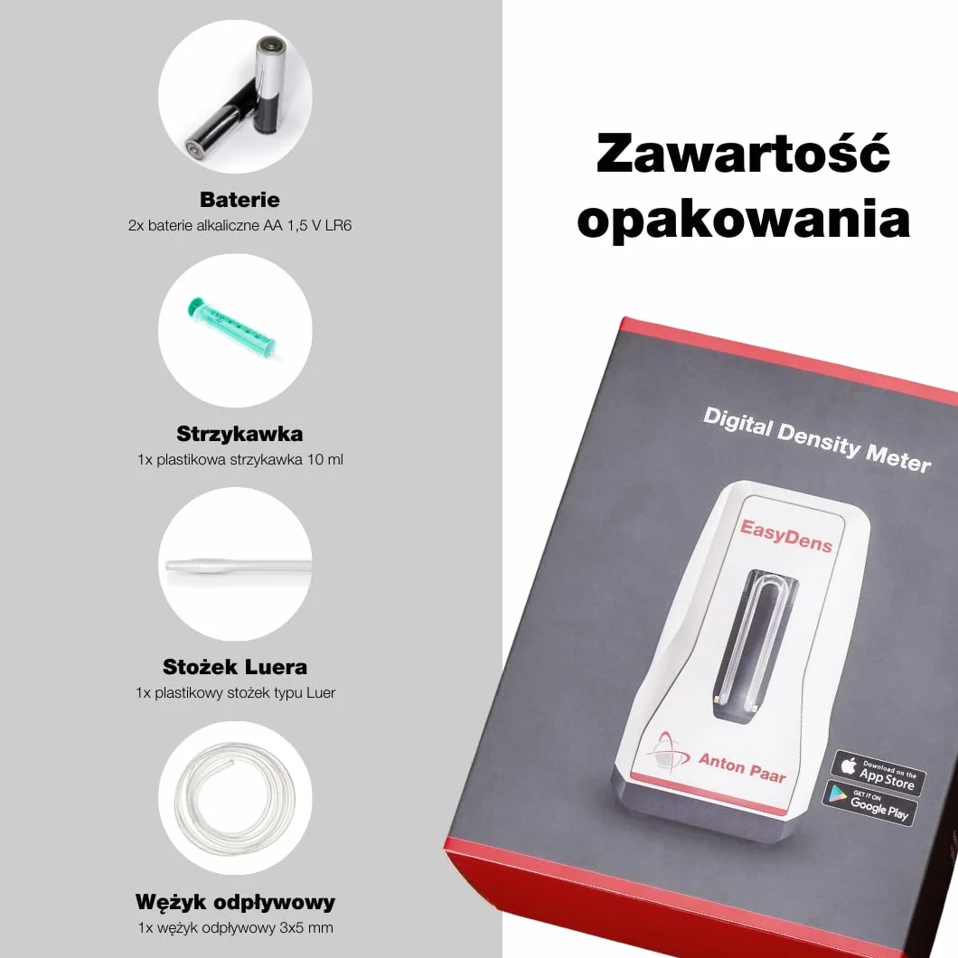 EasyDens by Anton Paar - Smart Hydrometer - Cyfrowy miernik gęstości - Oznaczanie zawartości ekstraktu, zawartości cukru i zawartości alkoholu - Plato, ciężar właściwy (SG), Babo, Baumé, Brix, g/L, KMW, Oechsle, ABV, ABW, Proof