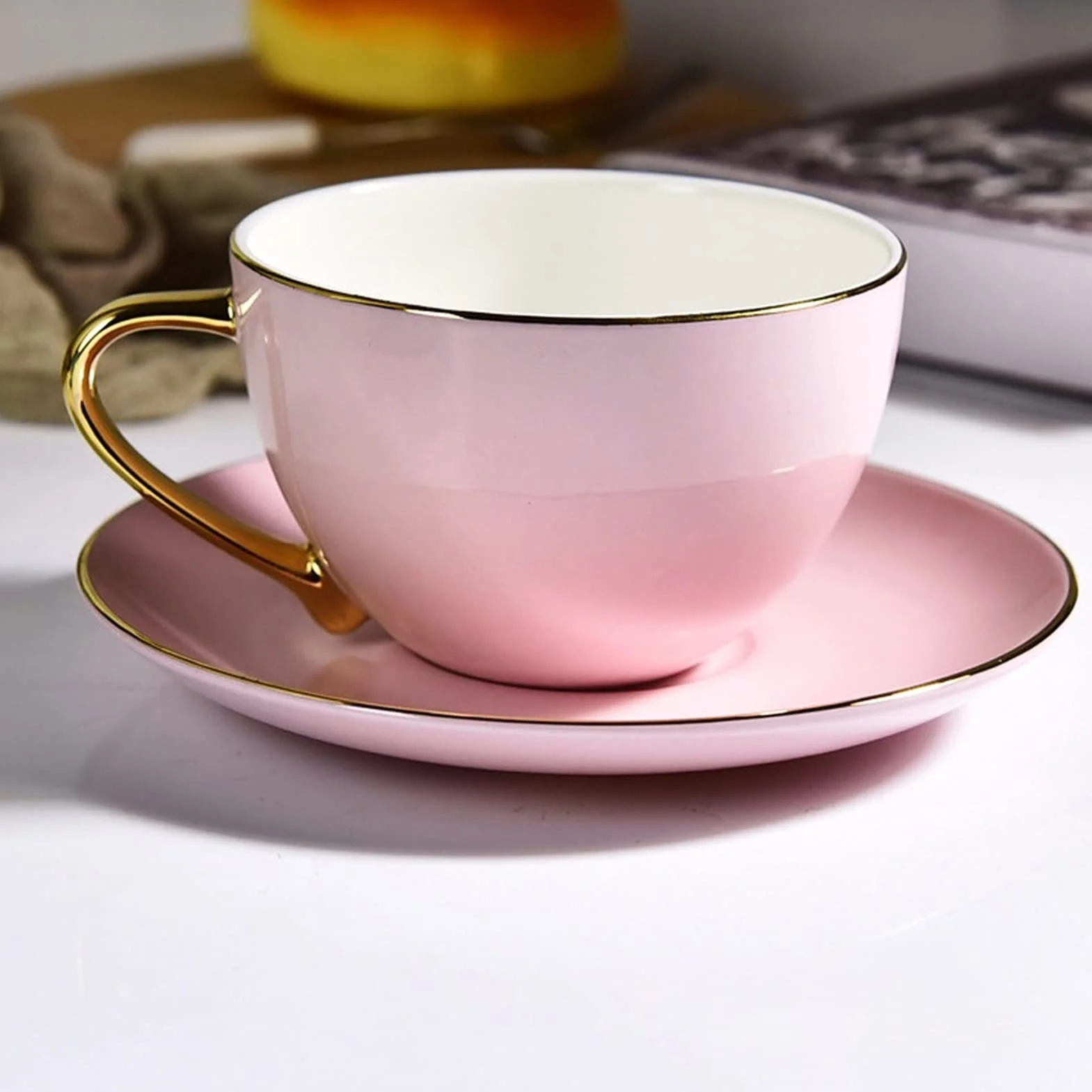 Ceramiczne Filiżanki Do Kawy I Herbaty Ze Spodkiem Zestaw Porcelany Kostnej Współczesne Kubki Filiżanki Do Espresso Wysokiej Klasy Zestaw Kubków Do Kawy I Spodków