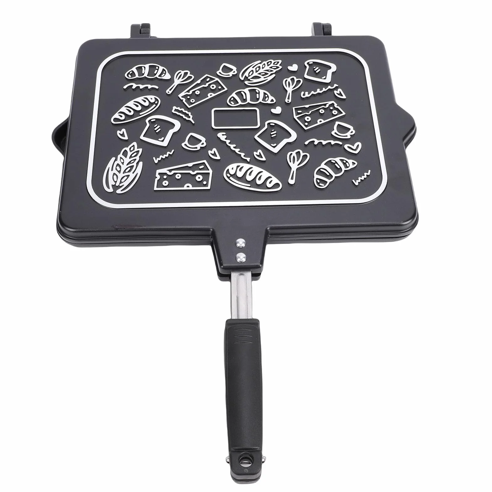 Eujgoov Patelnia Grillowa Nonstick Dwustronna Patelnia do Pieczenia Tostów Stop Aluminium Równomierne Ogrzewanie 34,5 X 48 Cm z żaroodpornym Uchwytem do Płyty Kuchennej Kuchnia Domowa Gotowanie