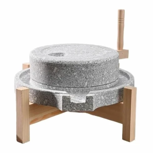 Naturalny granit ręczny młynek do mielenia przypraw, orzechów, kawy, pszenicy, kompaktowy drewniany młynek do świeżej mąki, domowej roboty, ręczna kruszarka do ziarna do pieczenia w kuchni