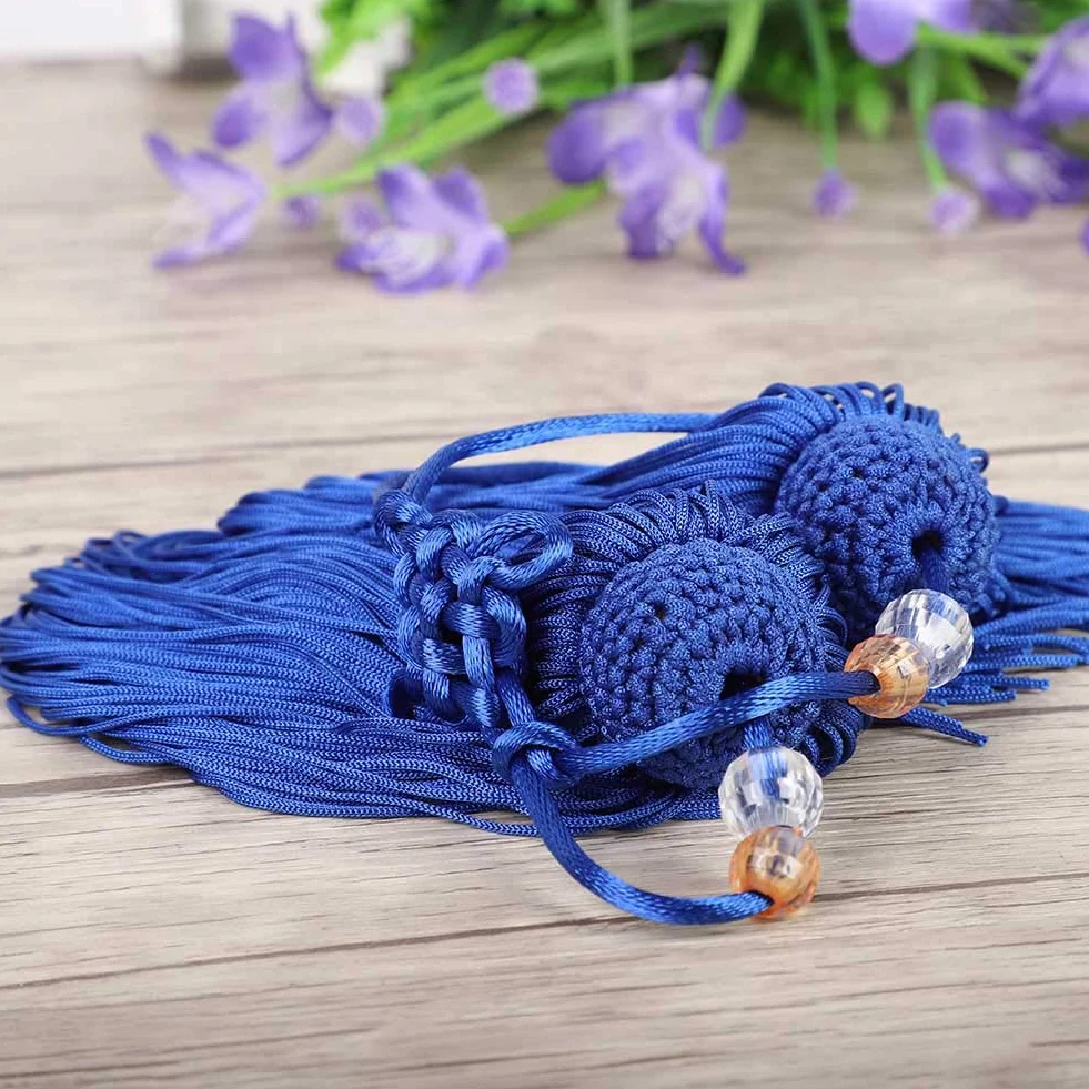 Zerodis Taiji Sword Tassel Kung Fu Akcesorium Krótki Styl Silk Materiał z 2 Kolorami do ćwiczeń Taiji i Dekoracji Brelingu (Królewski niebieski sztylet)
