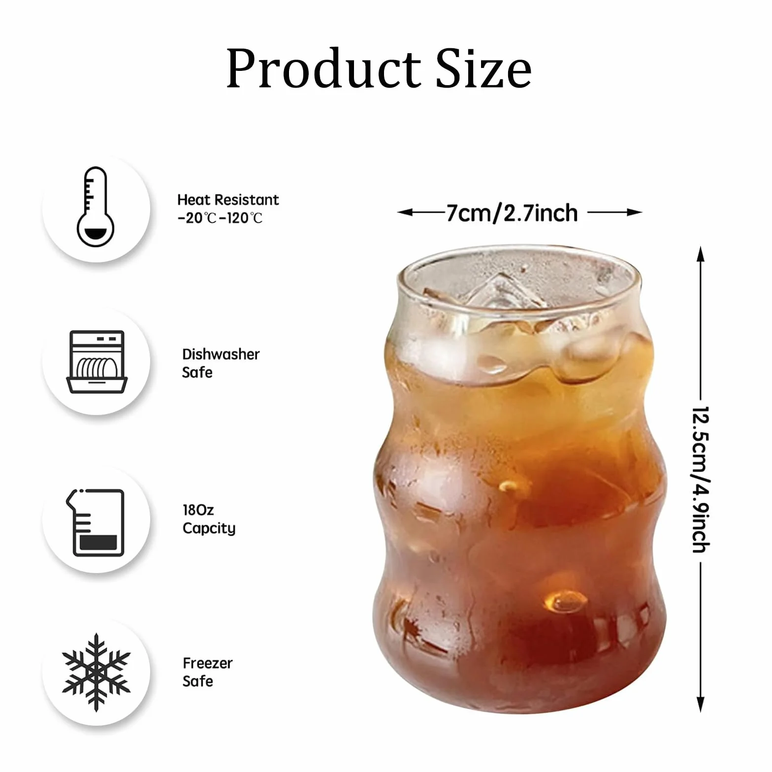 lulalula Szklanki do picia vintage 550 ml prążkowane fala