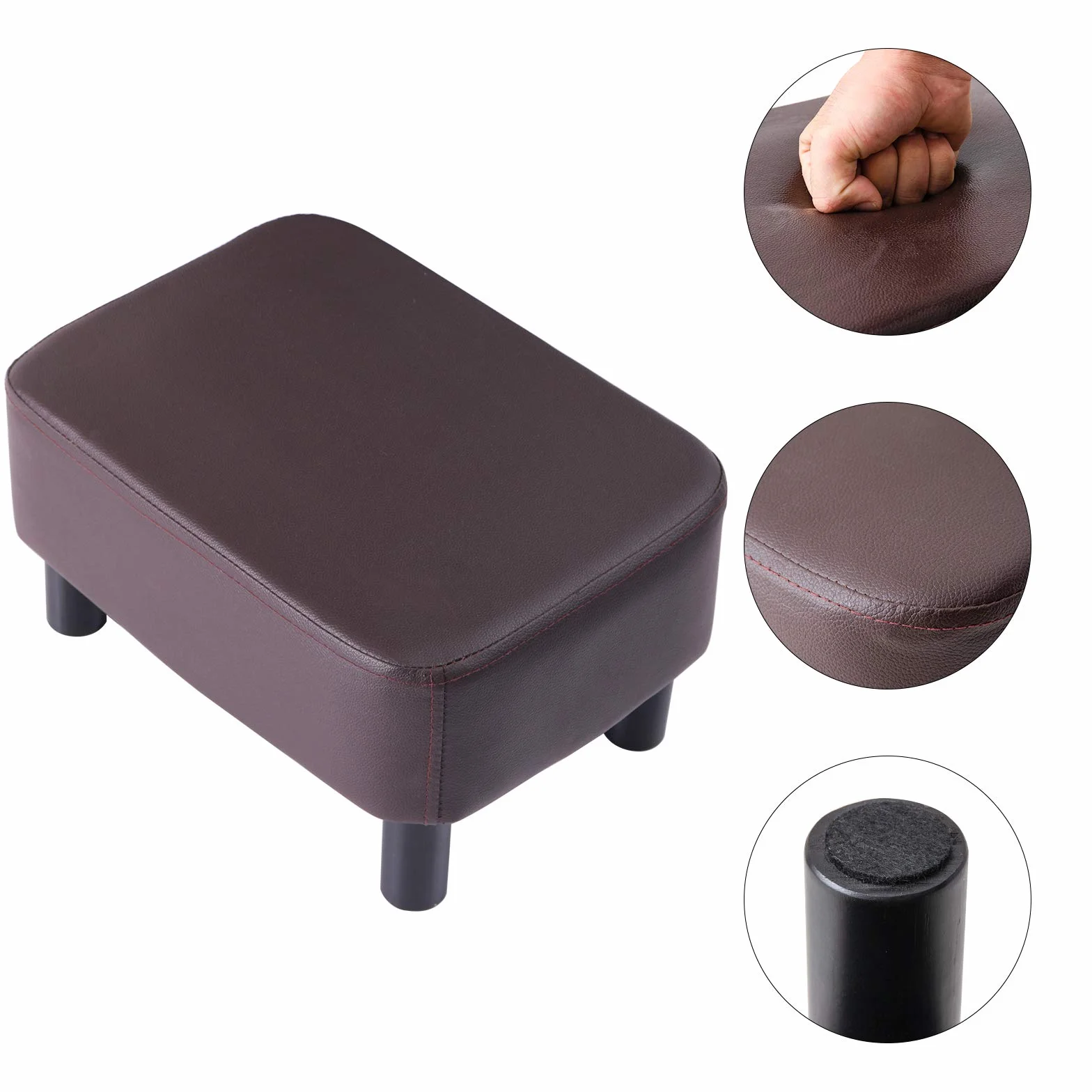 IBUYKE puf podnóżek 42 cm ze skóry PU brązowy