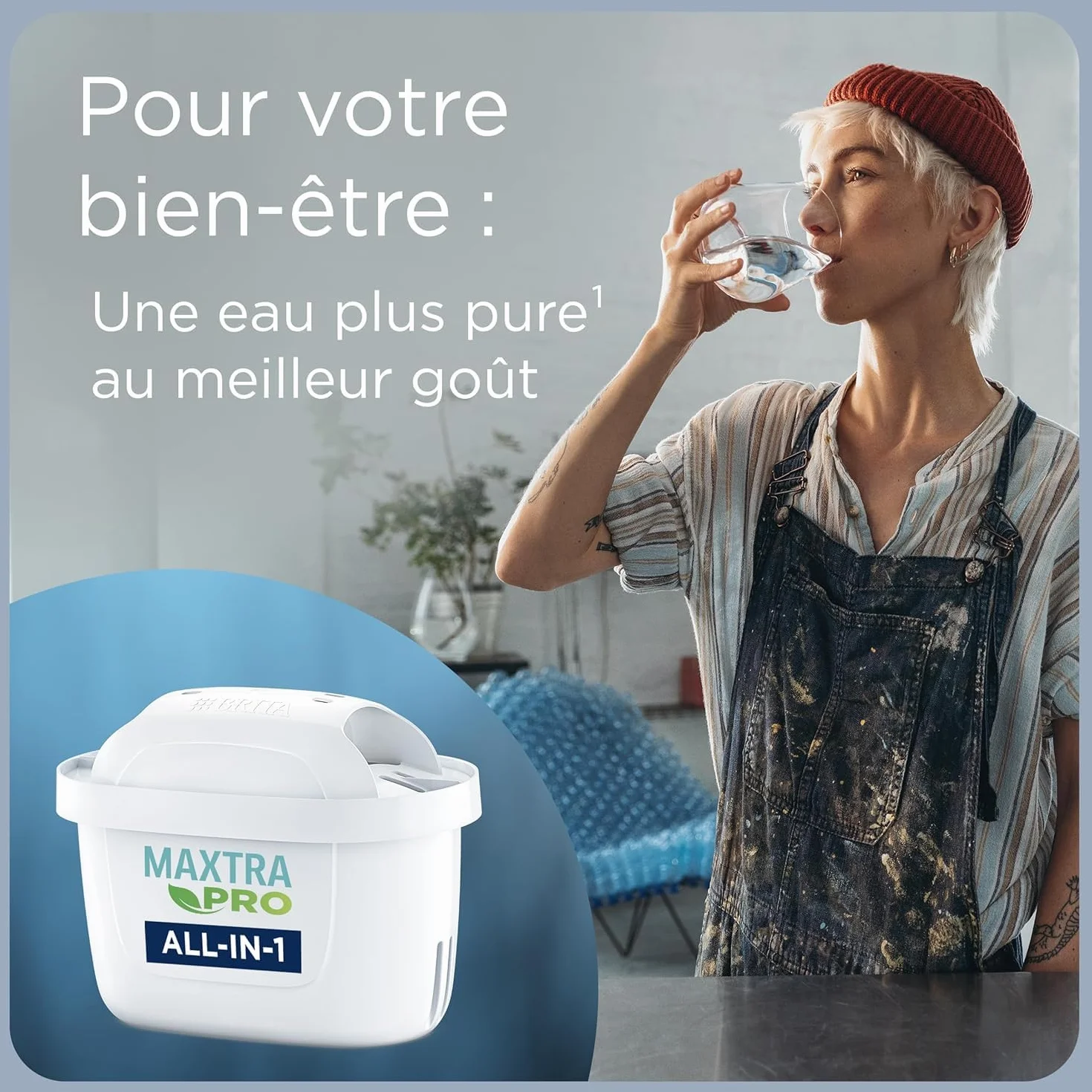 BRITA Dzbanek filtrujący styl szary (2,5 l) z 1 wkładem filtrującym do wody z kranu MAXTRA PRO All-in-1 redukuje PFAS*, wapień, chlor, niektóre zanieczyszczenia i metale wskaźnik czasu i objętości