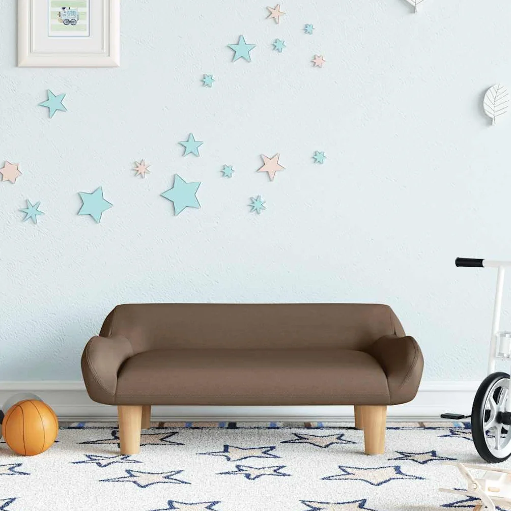 Sofa dziecięca brązowa, 70 x 40 x 24 cm, materiałowa, mini sofa z pianki i drewna sosnowego, do pokoju dziecięcego, do siedzenia i miejsca do zabawy, łóżko dziecięce, zabawka, ubrania