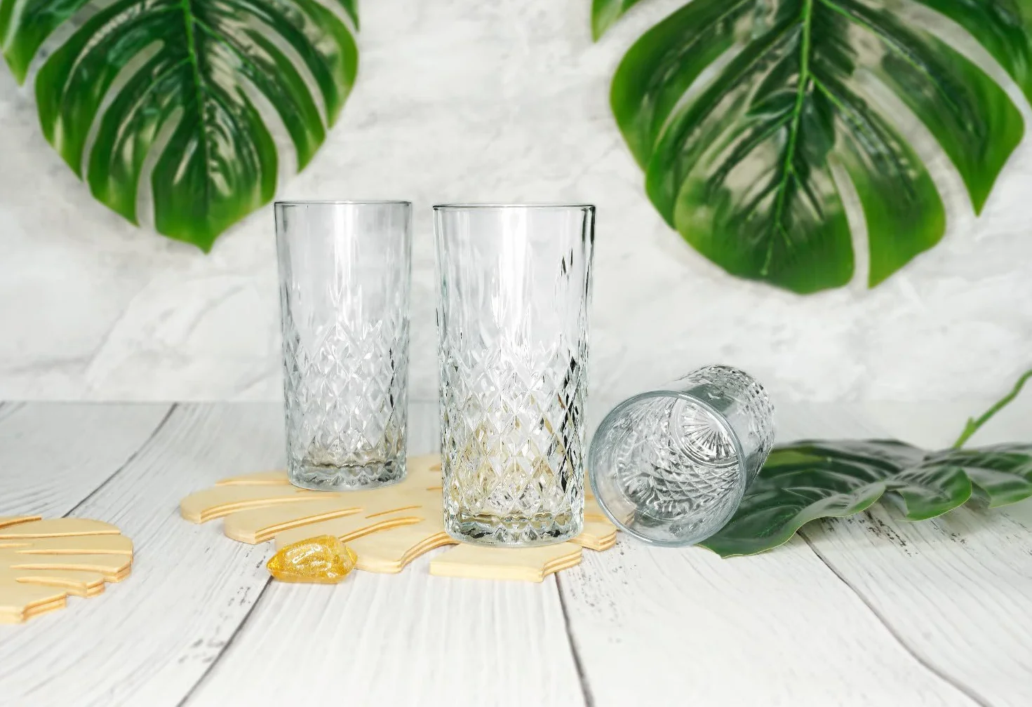 Glasmark Krosno szklanki do wody zestaw szklanek do picia długi napój koktajl gin woda długi napój szklanki koktajlowe szklanka do wody można myć w zmywarce przezroczyste z efektem kryształów, 4 x 300