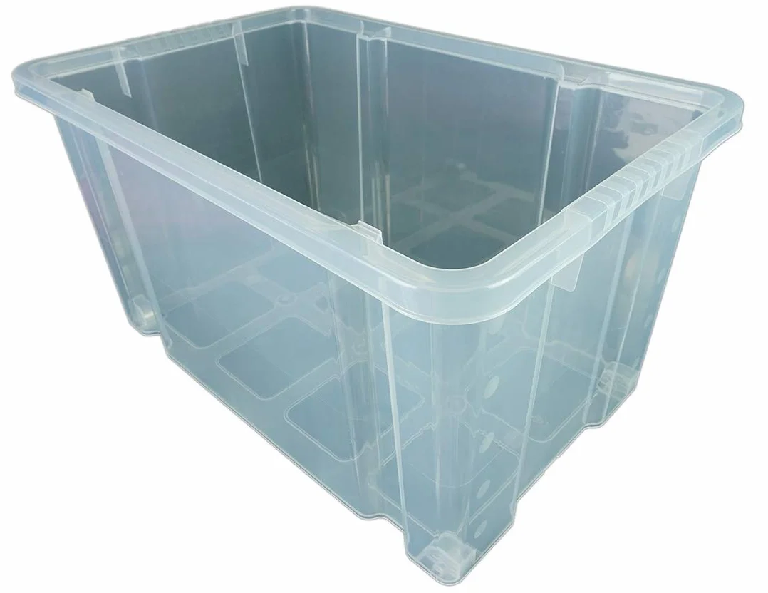 Eurobox z rolkami z pokrywką, 80 l, 61 x 40 x 46, przezroczyste, pudełko do przechowywania, pudełko do układania w stos, pudełko do przechowywania