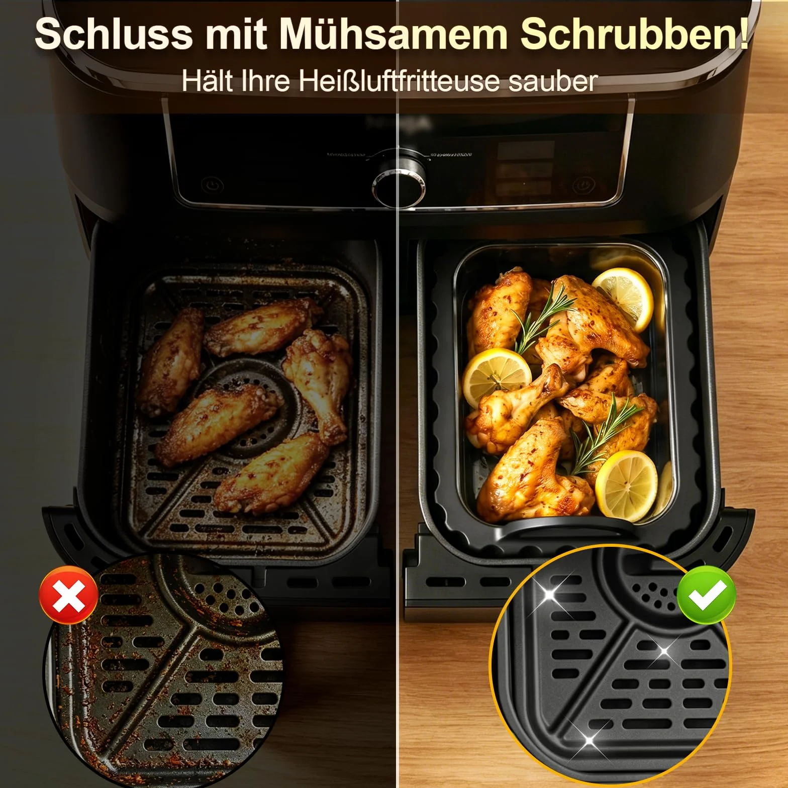 Taca ze szkła do Air Fryer, odporna na wysoką temperaturę, akcesoria do Air Fryer, szklana miska do Ninja AF500EU/AF400EU/SL400EU & COSORI 8,5L Frytkownica na gorące powietrze, nadaje się do mycia w
