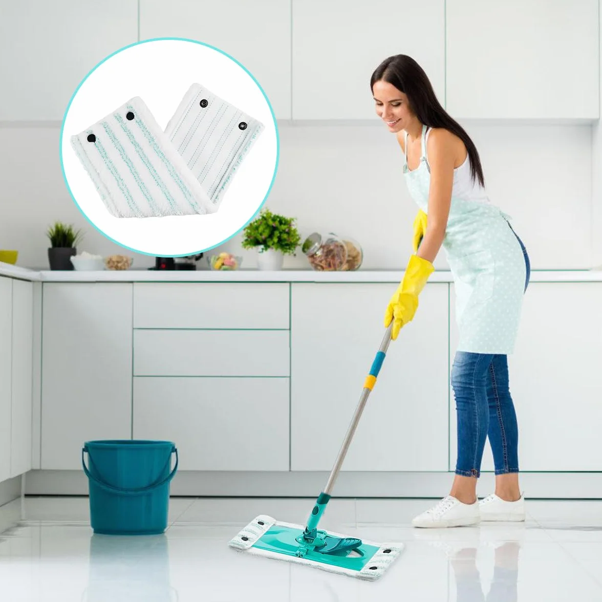 Leifheit Clean Twist M Micro Duo Zestaw 2 pokrowców na mopa podłogowego, 33 x 15 cm, akcesoria zastępcze do mopa podłogowego Leifheit, do silnego odkażania, wszystkie