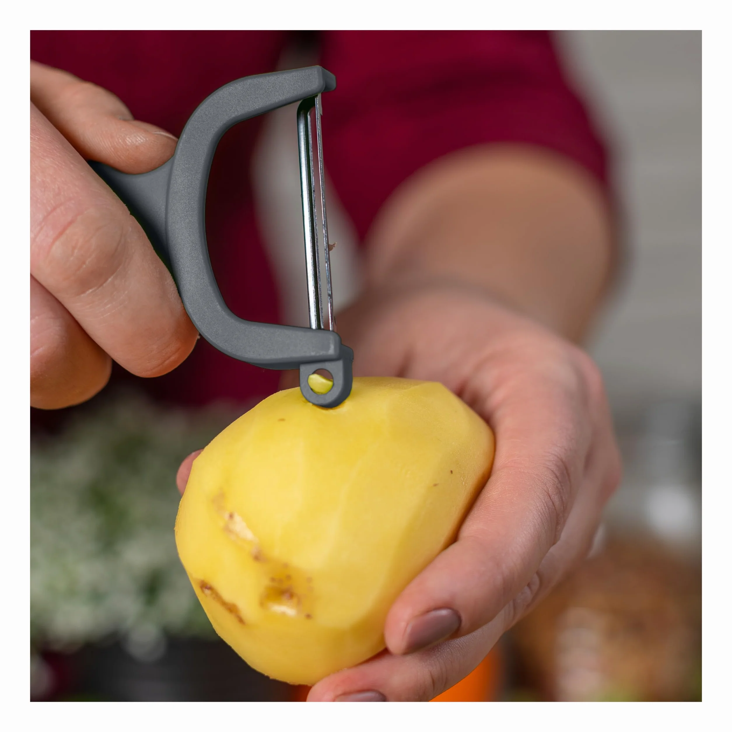 KUHN RIKON Swiss Peeler 2-częściowy zestaw obieraczek do warzyw, ostrze ze stali nierdzewnej, szare i białe, plastikowe, 3