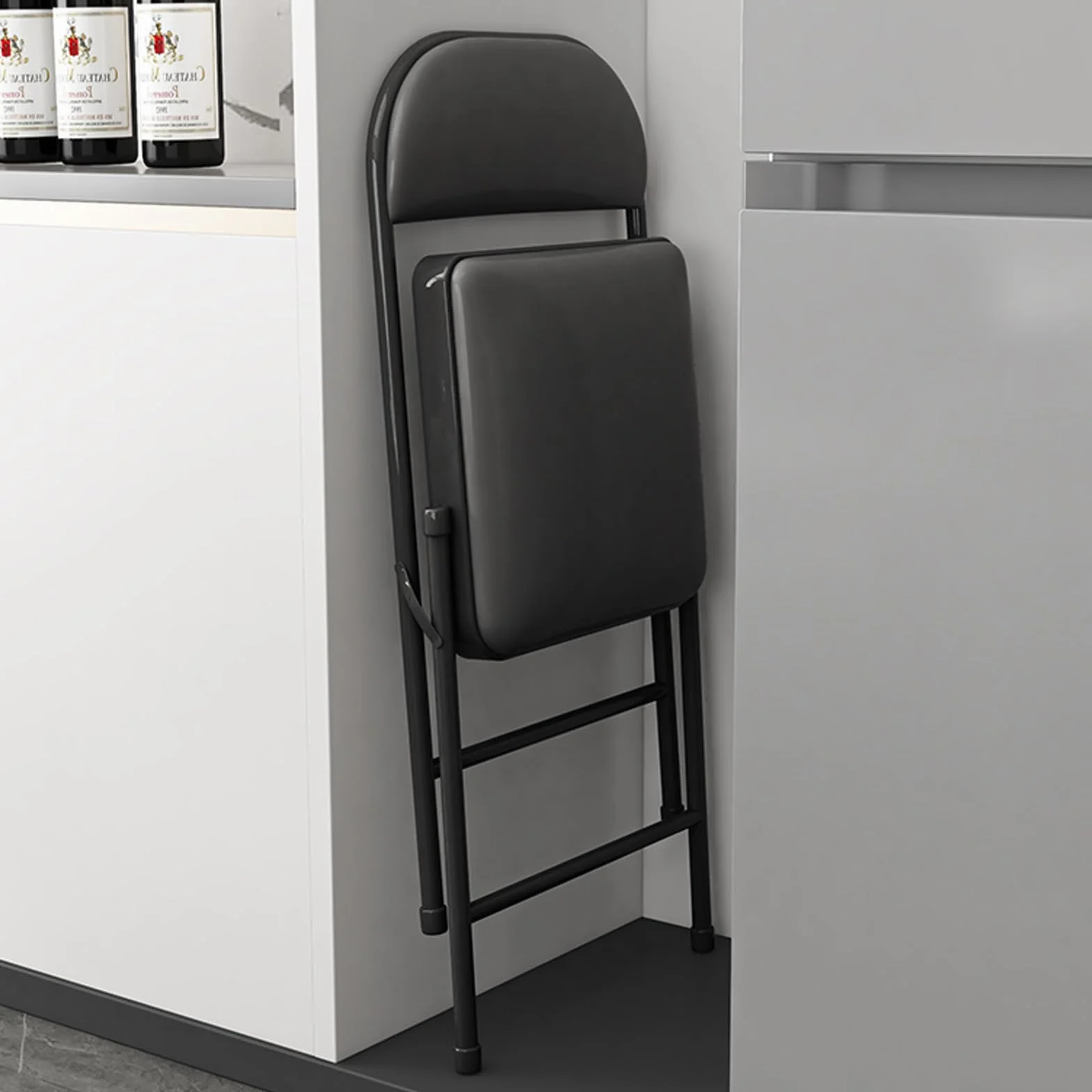 Folding Chairs Metal Frame Indoor Fold Up Chair Folding Desk Chairs Easy Folding And Storage Foldable Chairs For Office Home Extra Seat Black Chairs 79 * 45 * 47cm
