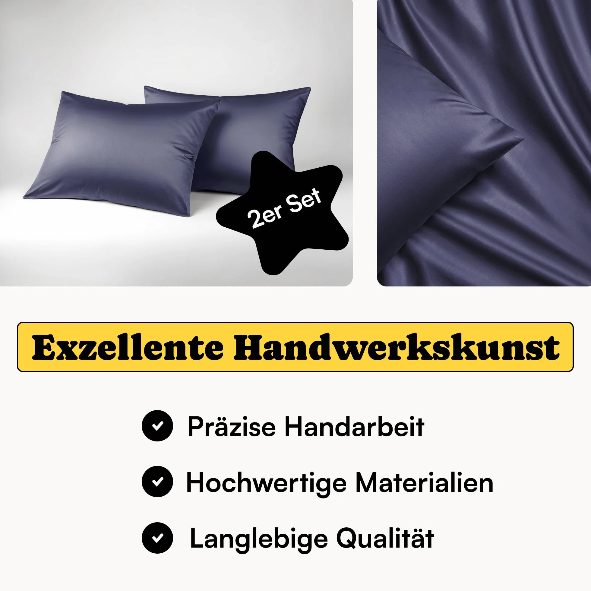 Lyocell Poszewka na poduszkę 40 x 60 cm, niebieska, ciemnoniebieska (zestaw 2 szt.) | 100% poszewka na poduszkę z Tencel 40 x 60 cm, wysokiej jakości, zamek błyskawiczny, Öko-Tex, oddychające