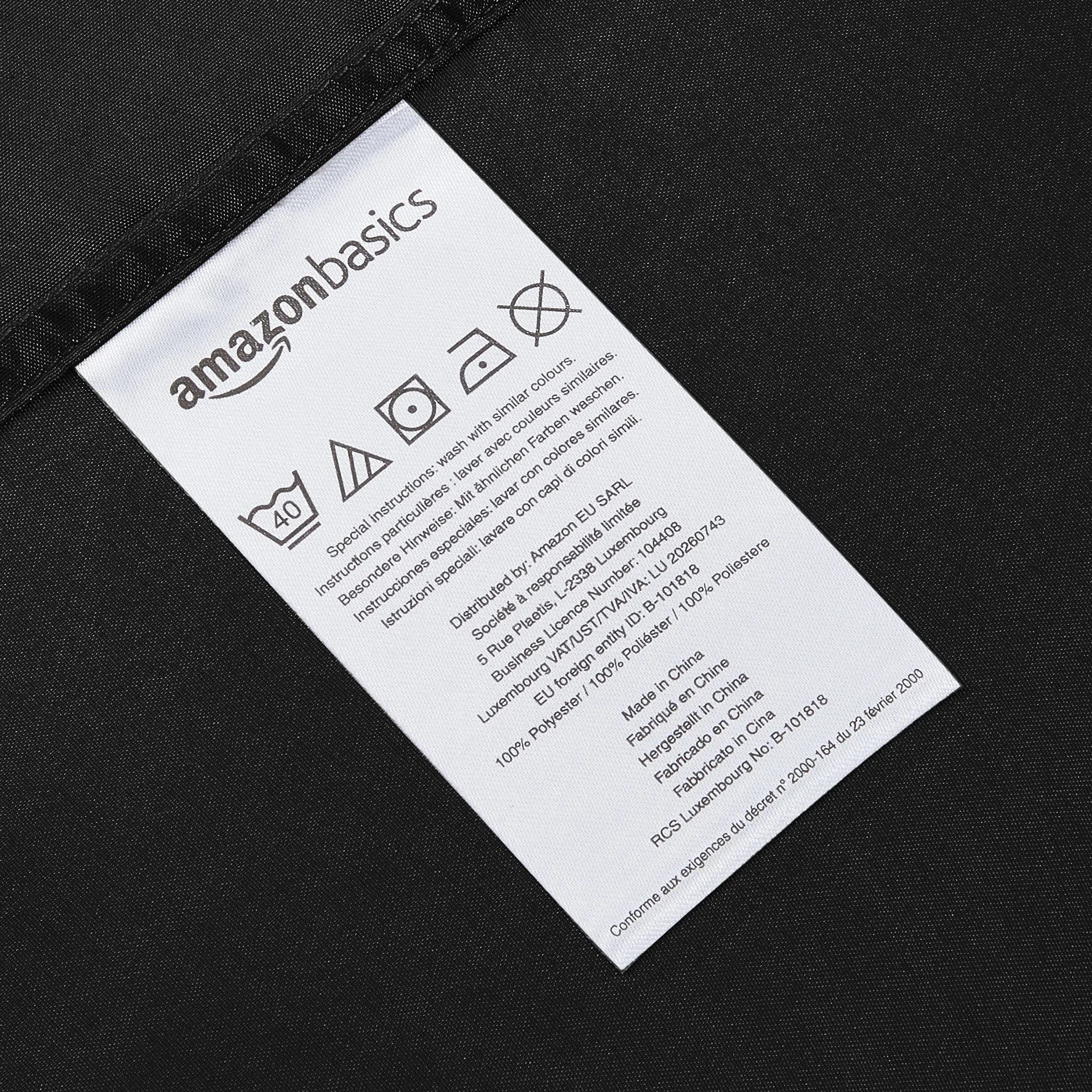 Amazon Basics Prześcieradło z gumką, 180 x 200 x 30 cm, mikrofibra, wysokość materaca do 30 cm, czarne