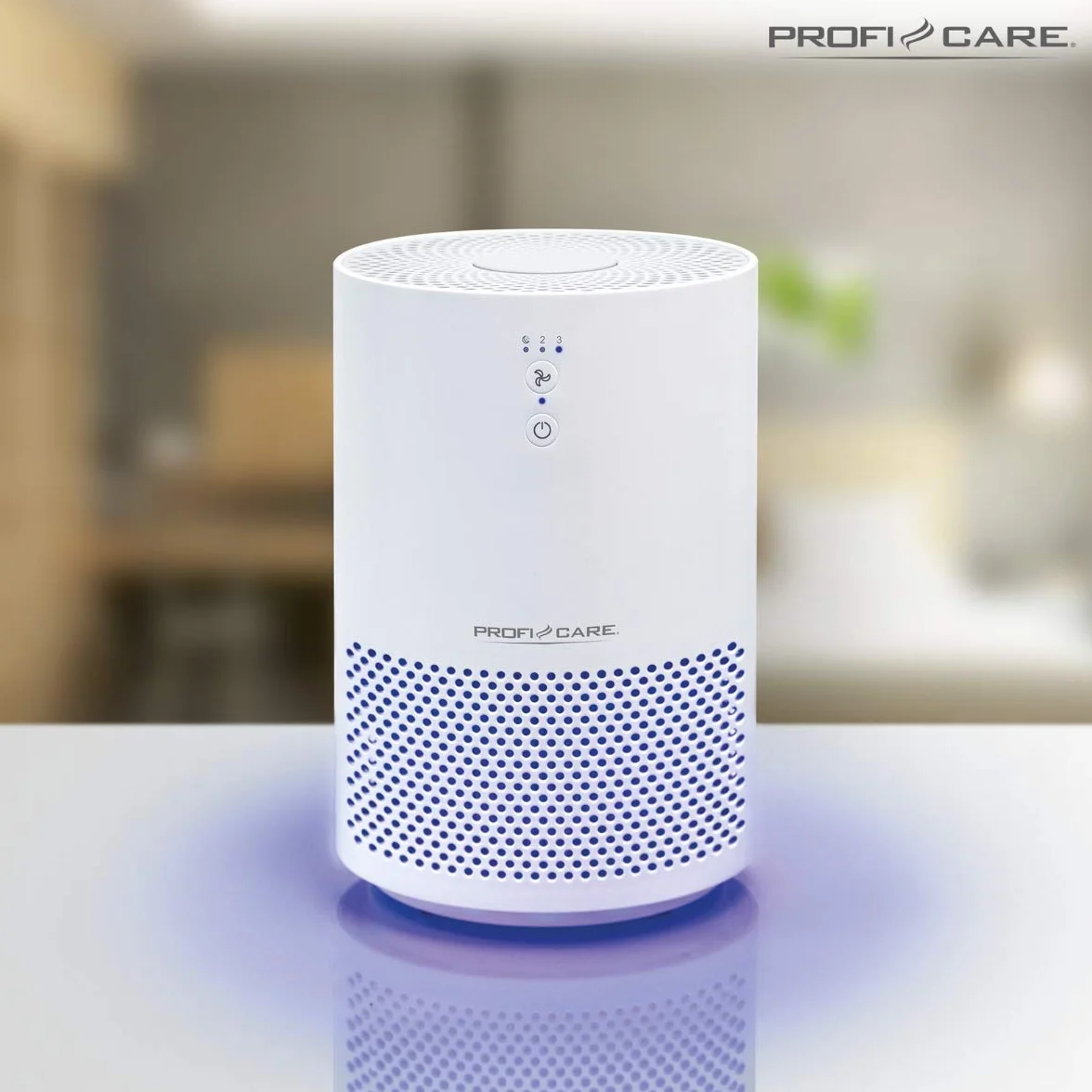 ProfiCare Oczyszczacz powietrza | klimat pomieszczenia | do 20 m² | 2 filtry | filtr wstępny | filtr EPA | 3 poziomy mocy | tryb uśpienia | 25 W | obsługa dotykowa czujnika | 4 lampki kontrolne LED |