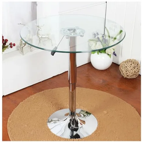 Nowoczesny okrągły szklany stół do jadalni o regulowanej wysokości oszczędzający miejsce stół bistro dla 2-4 osób stylowy okrągły design do kuchni i jadalni