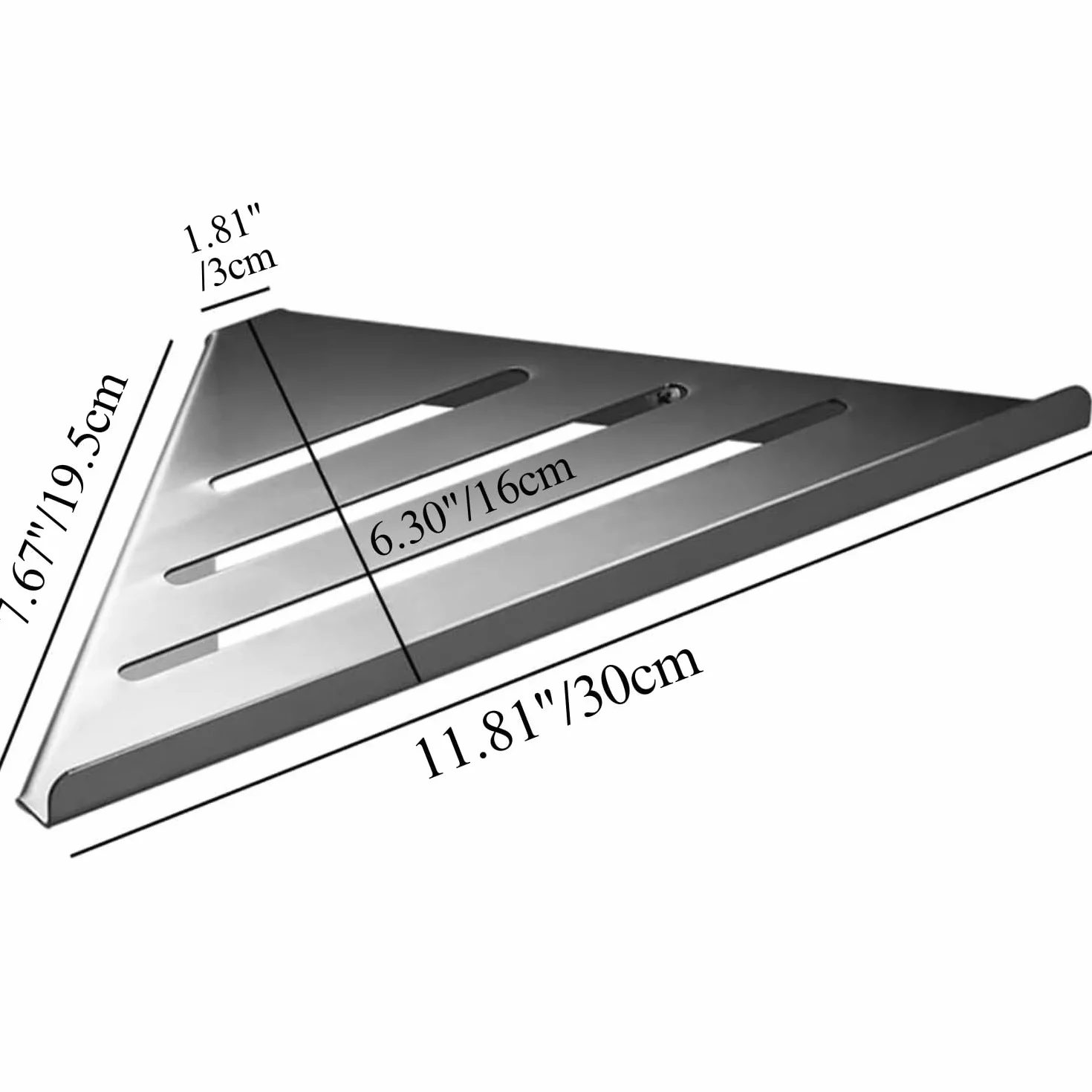 Półki narożne, 30 cm, bez wiercenia, wieszak prysznicowy, montowany na ścianie, samoprzylepny organizer prysznicowy, do przechowywania, ze stali nierdzewnej, półka prysznicowa, do toalety i kuchni (chromowany)