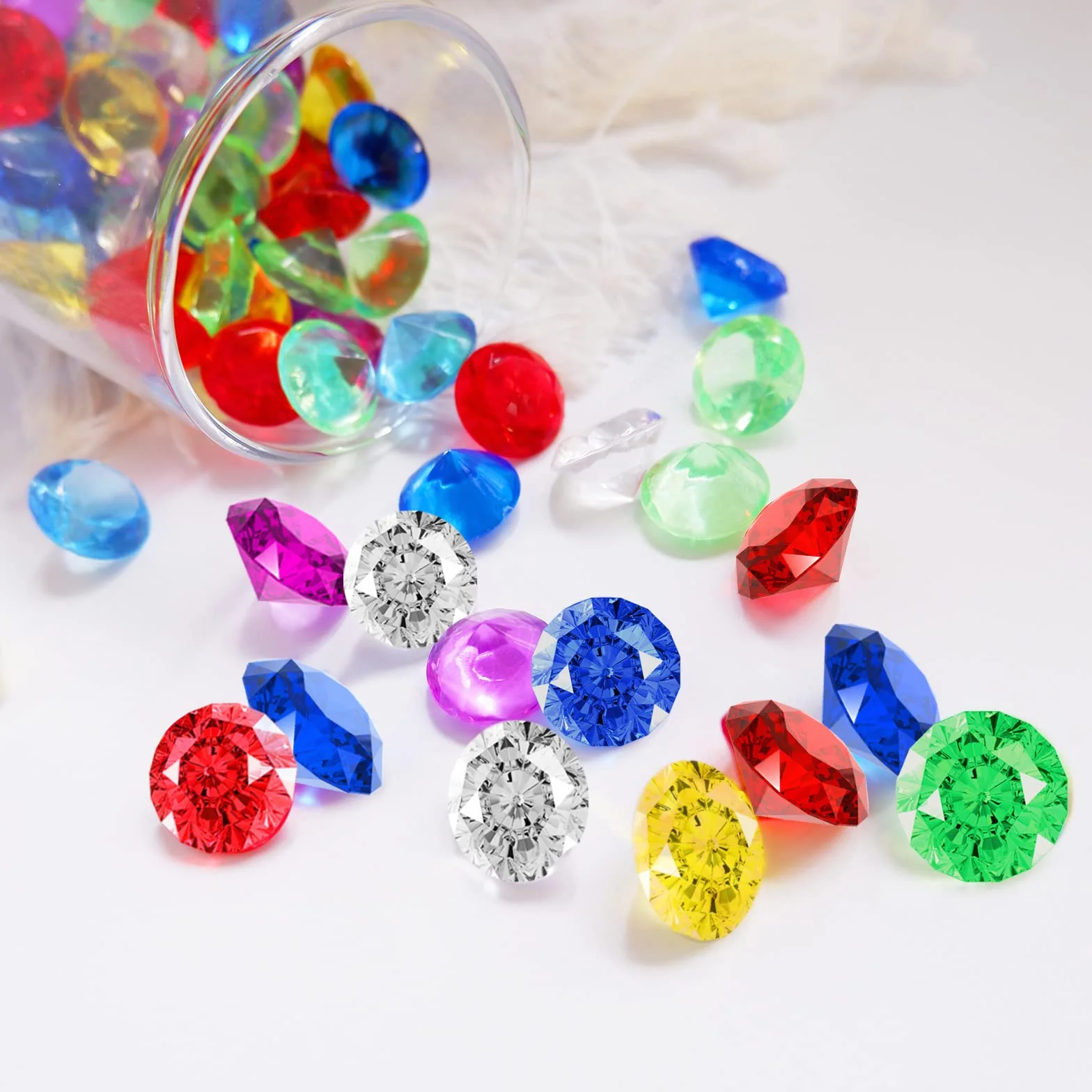 100 sztuk diamentów dla dzieci, 20 mm, kolor kamieni szlachetnych dla dzieci, duża zabawa, akrylowe diamenty, kamienie ozdobne do robótek, dekoracja do sypania na ślub, przyjęcie, wypełnienie wazonów