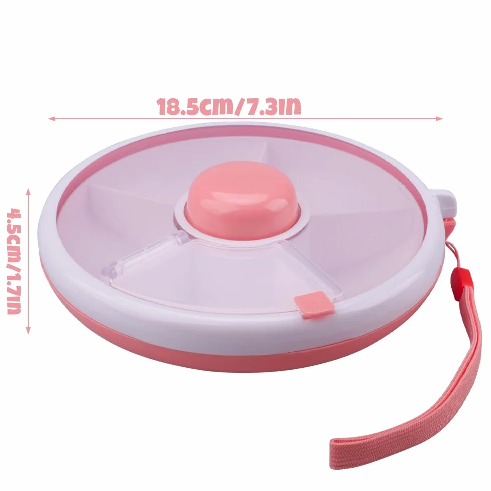 Spinner Snack Organizer obracany z przegródkami na przekąski różowy
