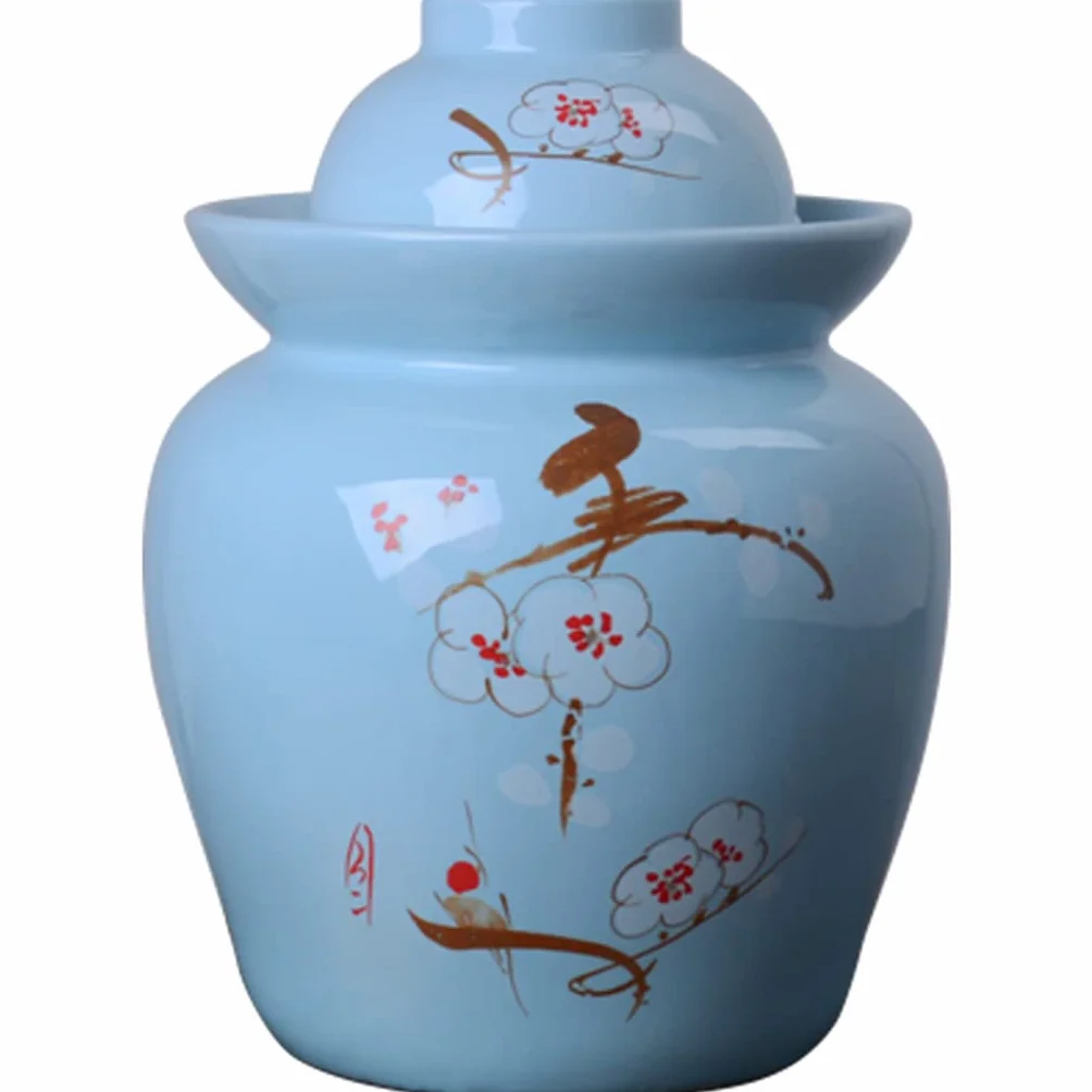 Tradycyjny chiński ceramiczny garnek do fermentacji, słoik do kiszenia z pokrywką z uszczelką wodną, duży pogrubiony ceramiczny słoik do kiszenia, pojemniki do przechowywania kimchi 1,5 kg (7 kg)
