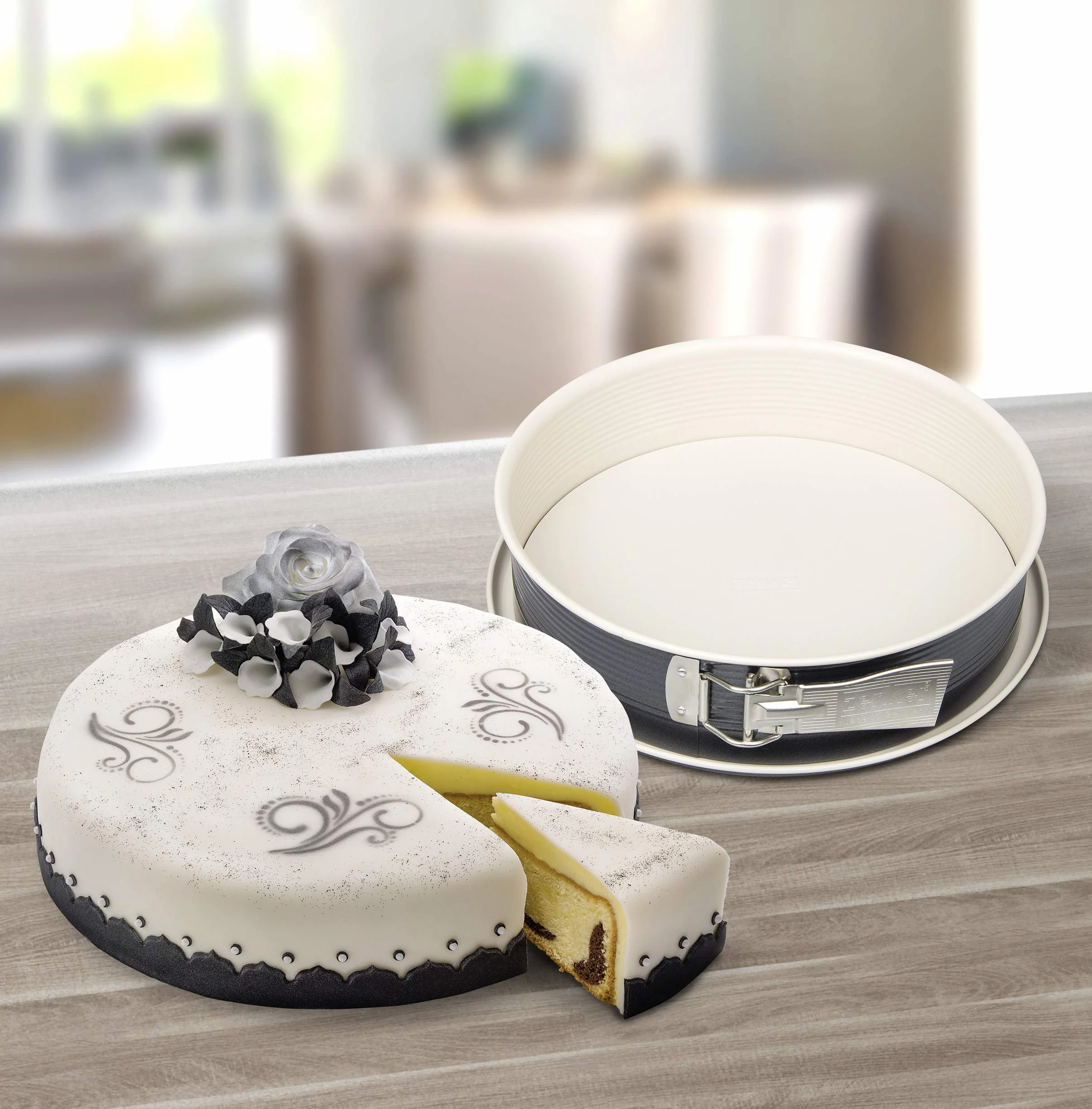 Zenker tortownica Crème Noir 28 cm stal nierdzewna antracytowa kremowa
