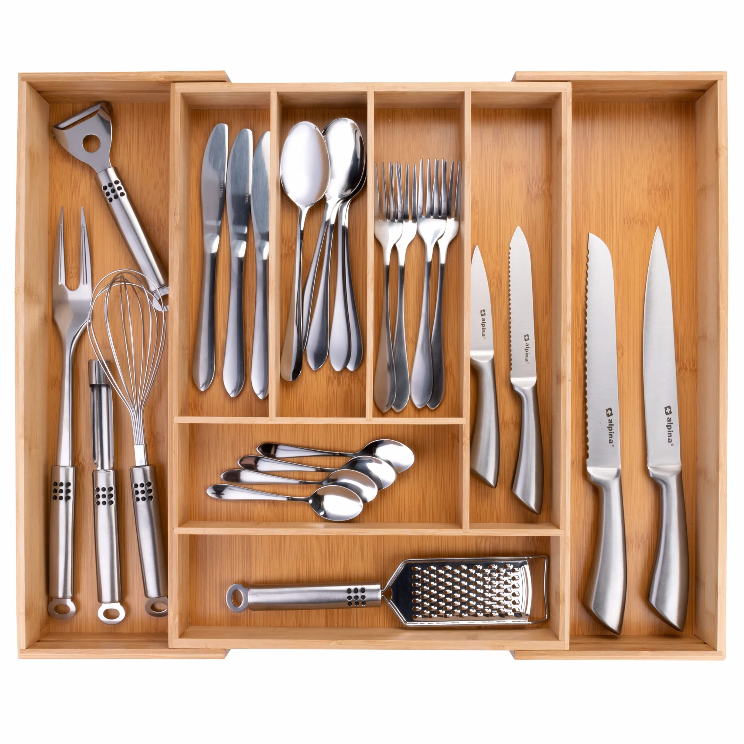 Alpina Organizer Szuflady, Drewno, Brązowy, 46 x 34-56,5 x 6 CM