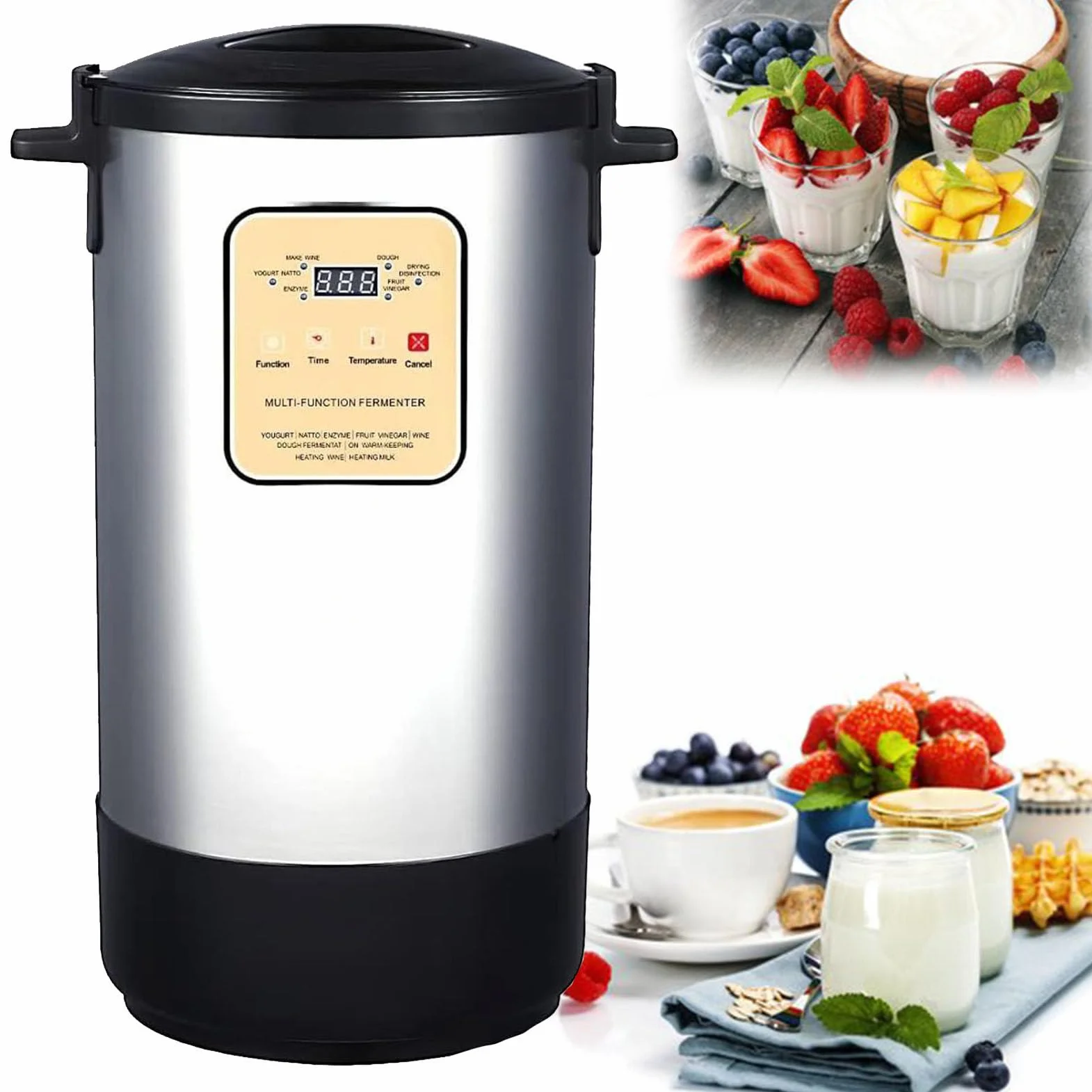 Fermentor do jogurtu 12L, Inteligentna maszyna do jogurtu, Elektryczna maszyna fermentacyjna, Sterowanie czasem i temperaturą, do kuchni komercyjnej, Czosnek, Jogurt, 18L (12L)