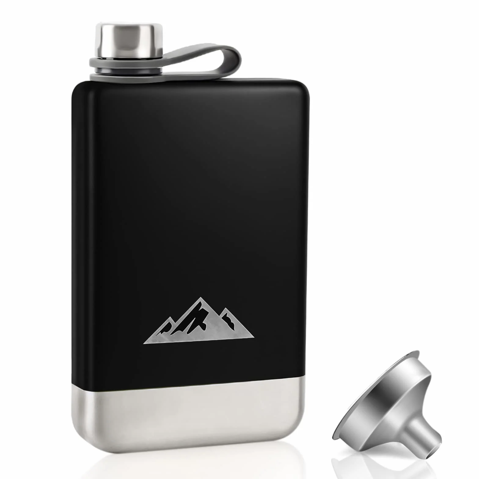 KWANITHINK Piersiówka ze stali nierdzewnej, 227 ml, Hip Flask z lejkarem, prezent na Dzień Ojca, do aktywności na świeżym powietrzu, wędrówki, wesele, kemping