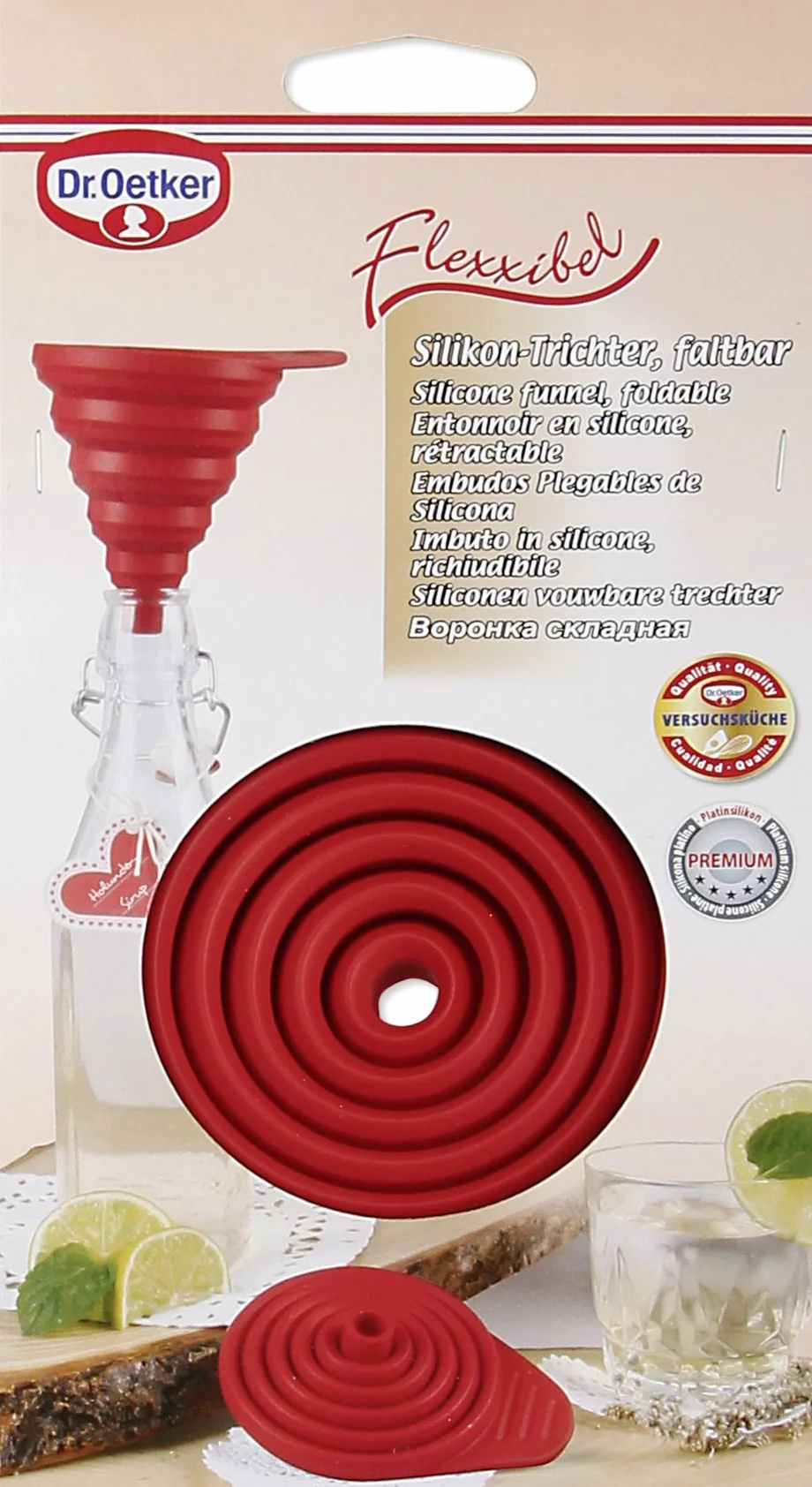 Dr.Oetker Lejek Flexxibel z silikonu składany w kolorze czerwonym, 8 x 8 x 10 cm