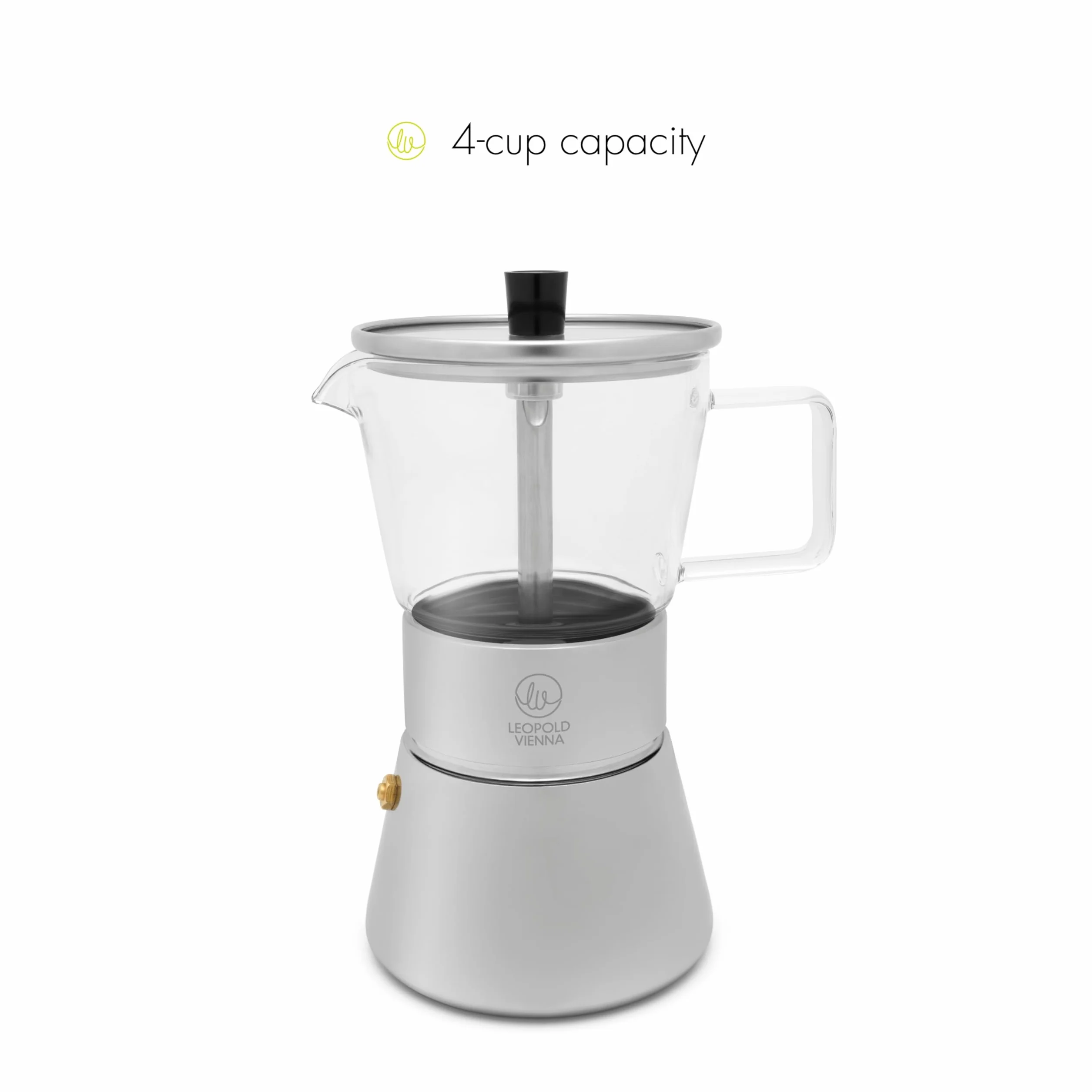 Leopold Vienna Zaparzacz do espresso, indukcyjny, stal nierdzewna, z filtrem ze stali nierdzewnej, na 4 filiżanki espresso – dla najlepszej przyjemności z picia kawy