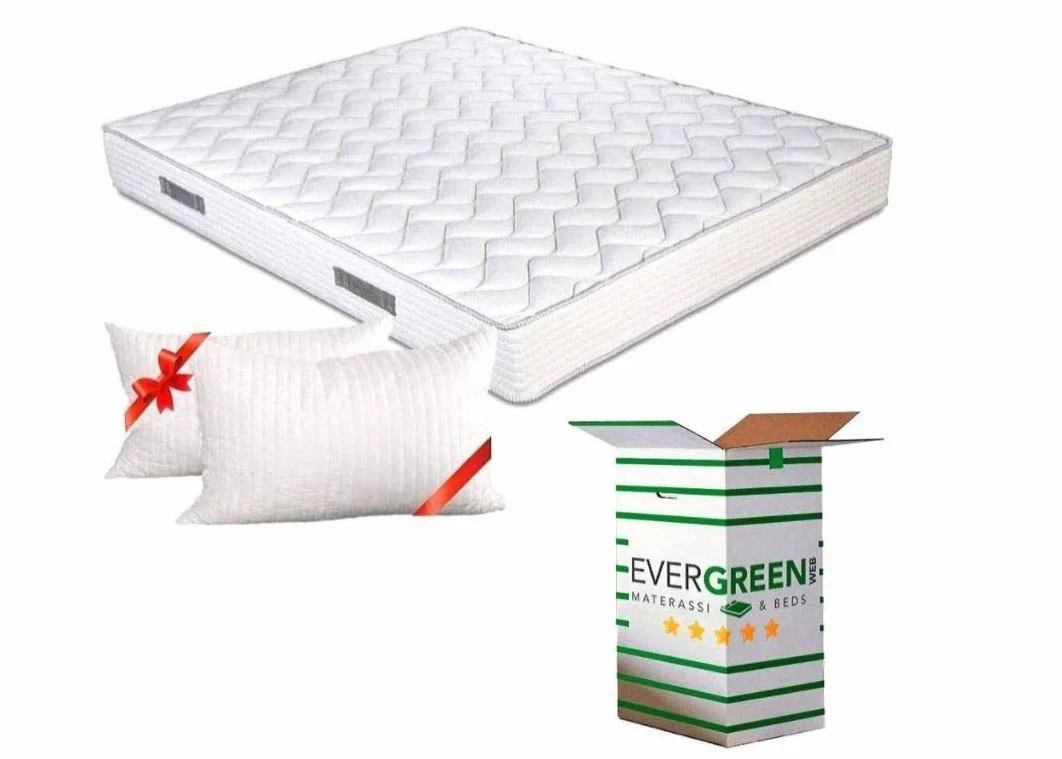 EVERGREENWEB ortopedyczny materac Waterfoam 165 x 195 cm, wysokość 20 cm + 2 poduszki z pianki z pamięcią kształtu (Memory Foam), oddychający, hipoalergiczny, ergonomiczny, 100% wyprodukowany we Włoszech | Fashion