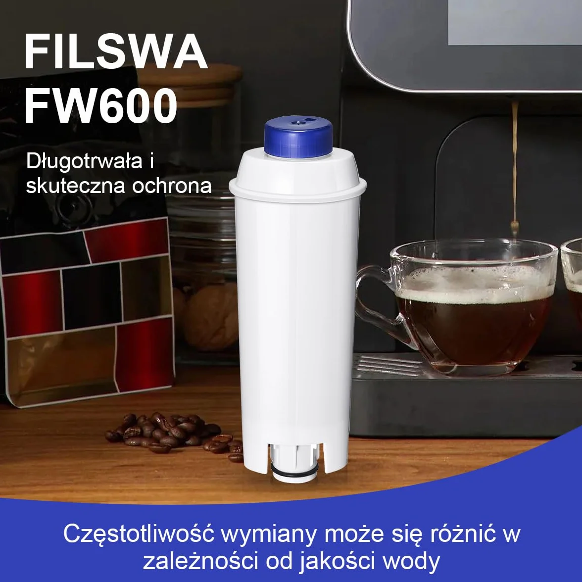 Filswa Filtr wody do ekspresu do kawy, zamiennik kompatybilny z serią Delonghi ECAM, Dinamica, Cappuccino System, Magnifica, ETAM Autentica i różnymi modelami Esam, (10)