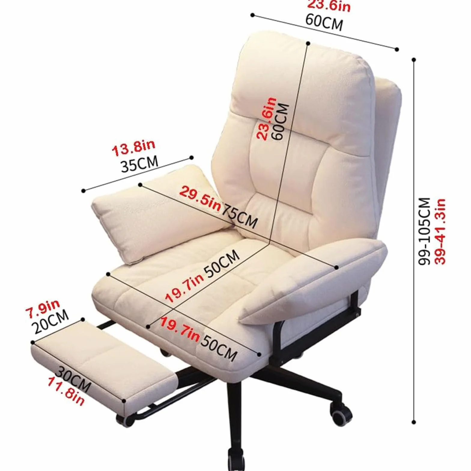 Ergonomiczny fotel biurowy z podnóżkiem, wysokie oparcie, krzesło biurowe dla dyrektorów, do domu i biura, wygodna, rozkładana sofa, wodoodporna tkanina techniczna, idealna do gier i relaksu