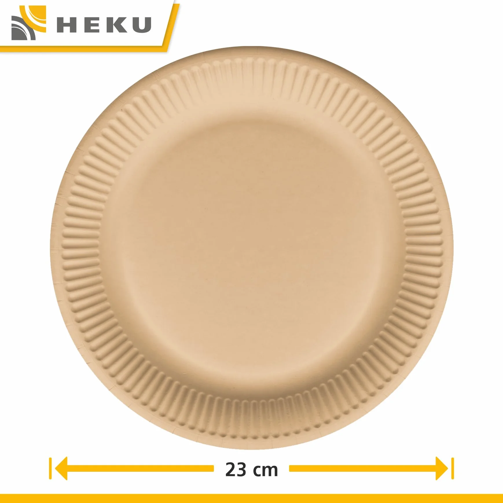 HEKU be green 100 biologicznych talerzy papierowych, Ø 23 cm, certyfikat FSC, biodegradowalne, wszechstronne i przyjazne dla środowiska, idealne do grillowania, pikniku i imprez