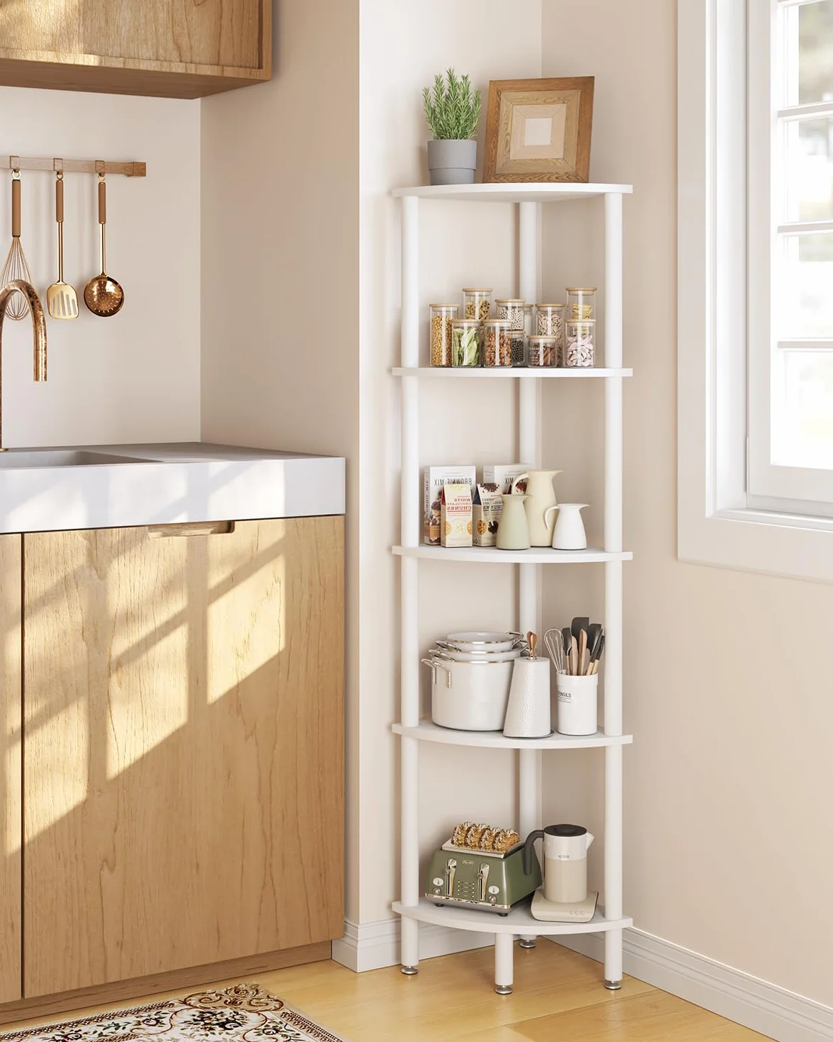 IBUYKE narożny stojak ekspozycyjny 5-poziomowy biały WBC010W