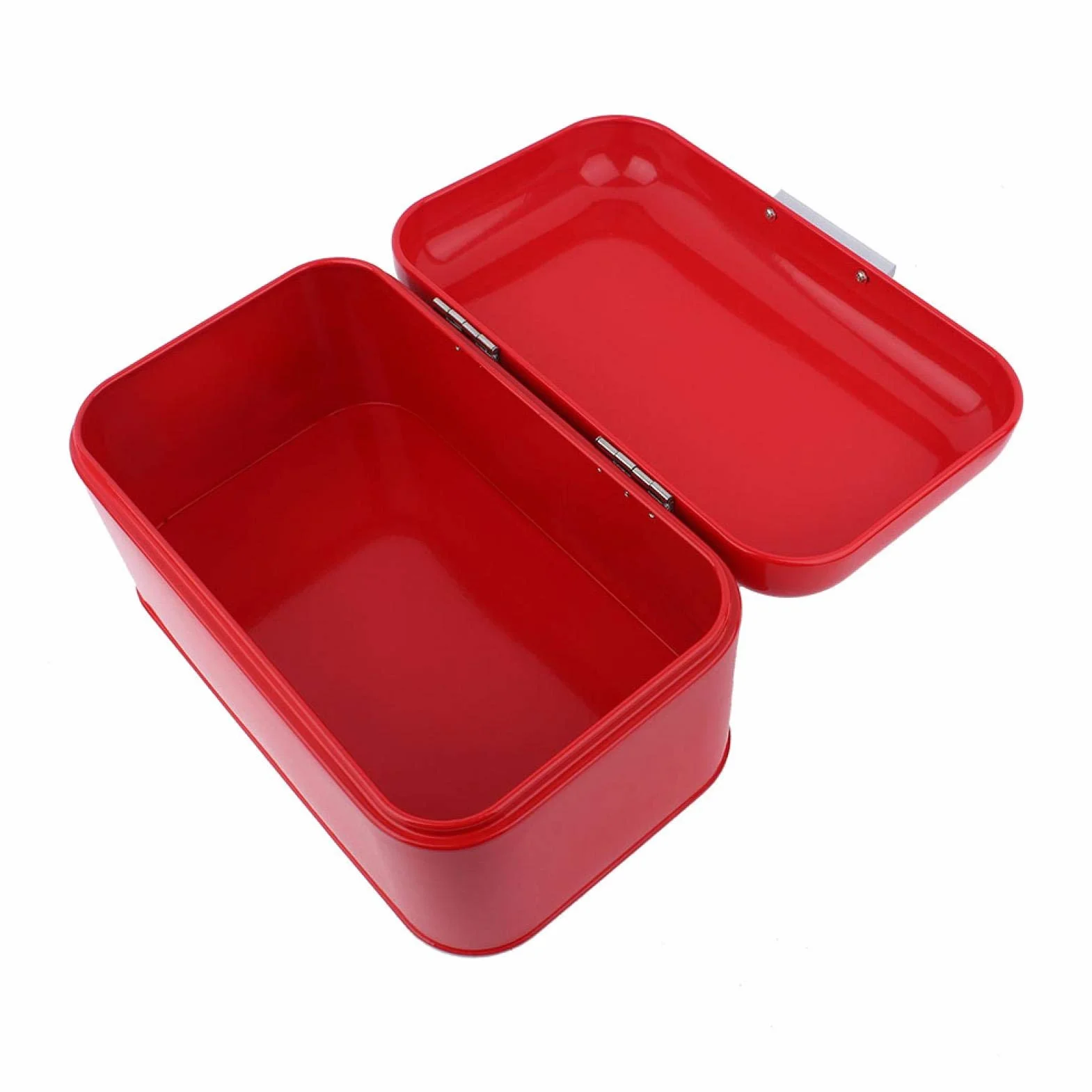 Metalowe pudełko na chleb, 12 * 7,9 * 6,3 cala Jednolity kolor Retro Bardzo duży pojemnik na chleb Kuchenny pojemnik na bochenek chleba, bułki obiadowe, ciasta(red)