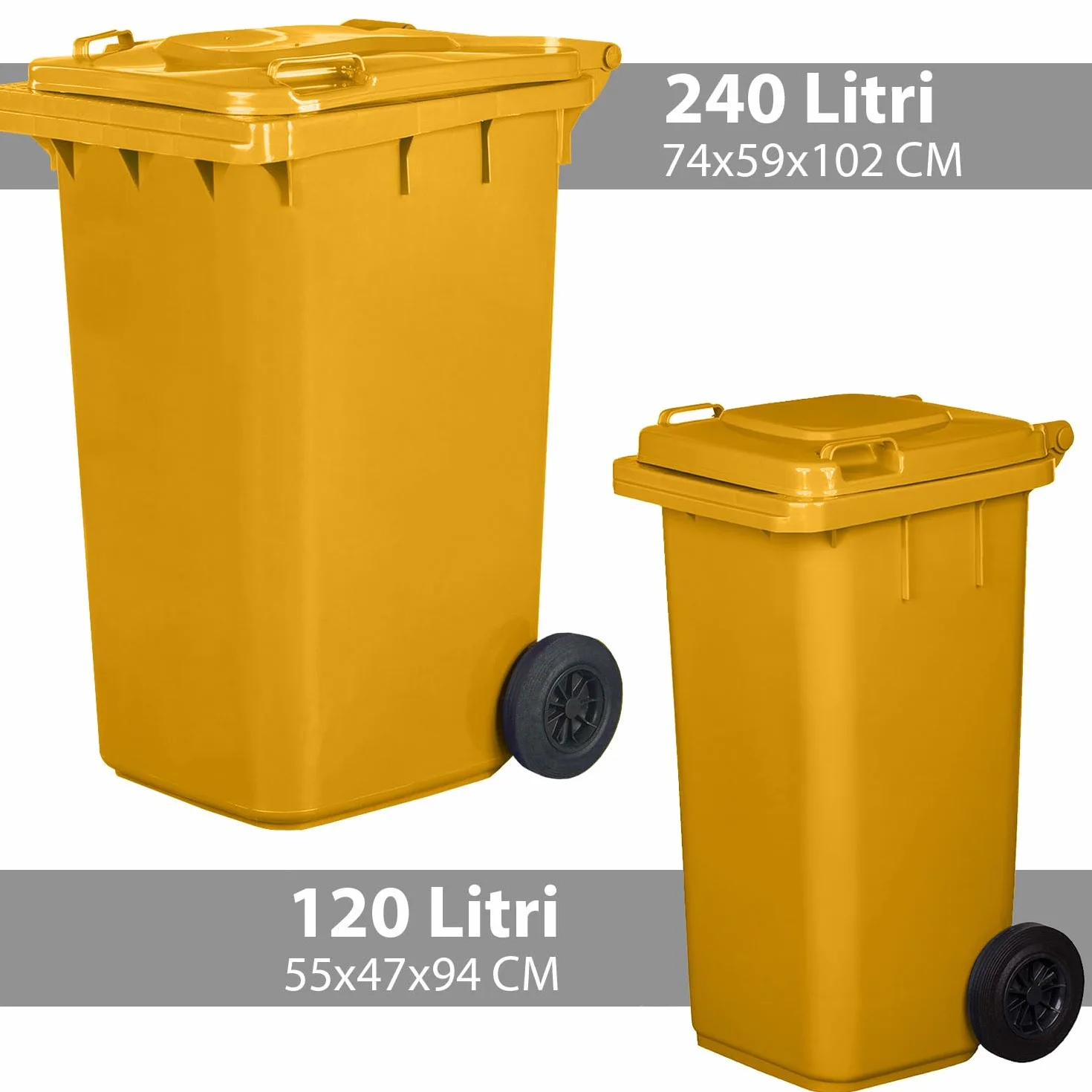 JESTIC Kosz na śmieci z pełnymi gumowymi kółkami do recyklingu Tri Selective Garage Top XXL (120 litrów, żółty)