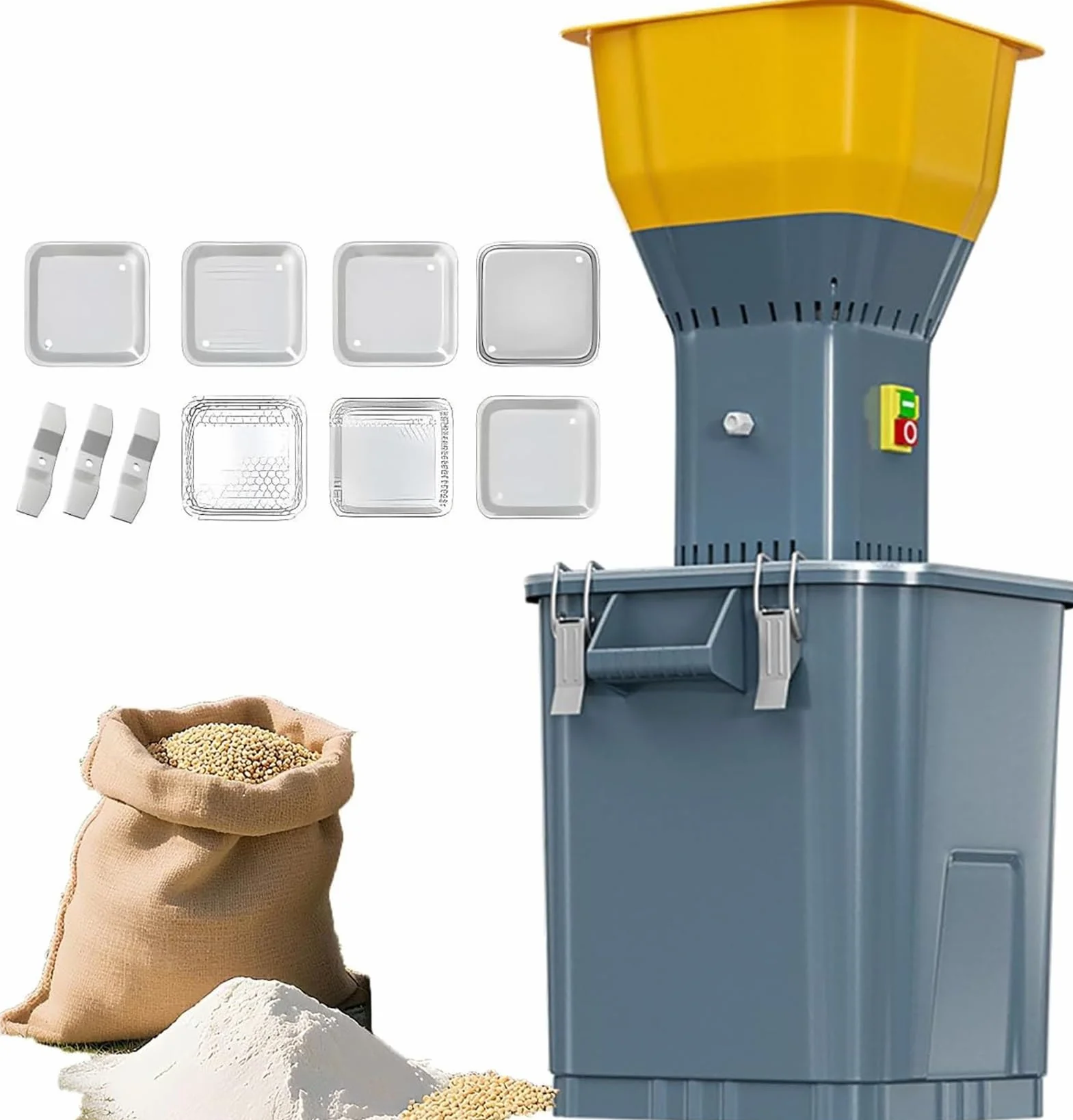 1300W Elektryczny młynek do kukurydzy 7 sit Heavy Duty Feed Grain Crusher do przypraw mąki pszennej Wysoka prędkość stali nierdzewnej
