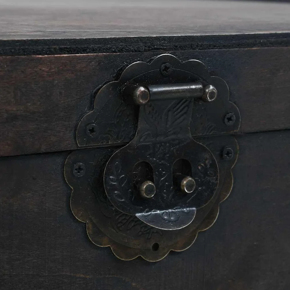 Hothingwell Stolik kawowy ze sklejki w stylu vintage 120x55x35 cm | Skrzynia do przechowywania, ławka, paski ze sztucznej skóry, elementy metalowe, łatwe zamknięcie