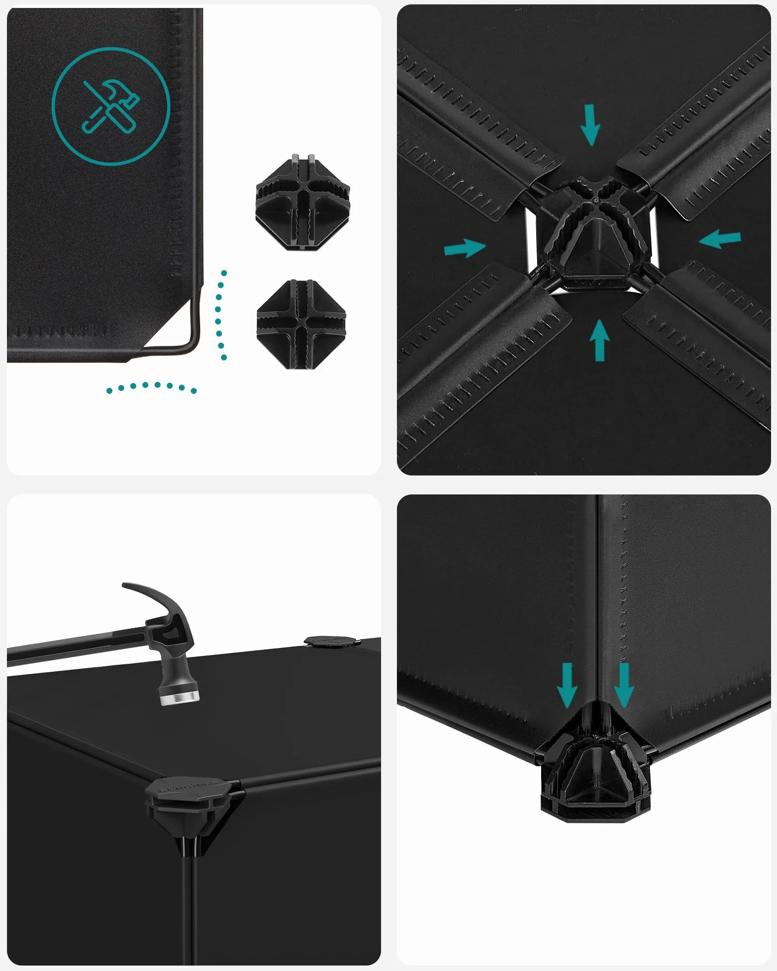 SONGMICS Zamykany stojak na buty, prostokątny organizer, 10-szczelinowy modułowy regał do przechowywania DIY, każdy moduł 40 x 30 x 17 cm, szafa z tworzywa sztucznego z drzwiami, czarny LPC10HV1