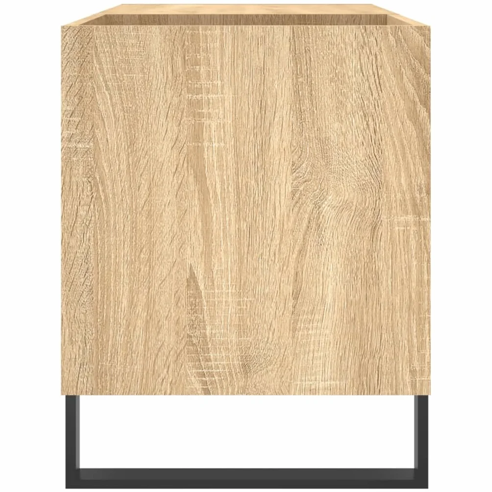 Szafka panelowa Sonoma dąb drewnopochodny, 85 x 38 x 48 cm, żelazne nogi, przechowywanie płyt gramofonowych, stabilna szafka winylowa do gramofonów, z miejscem do przechowywania płyt LP