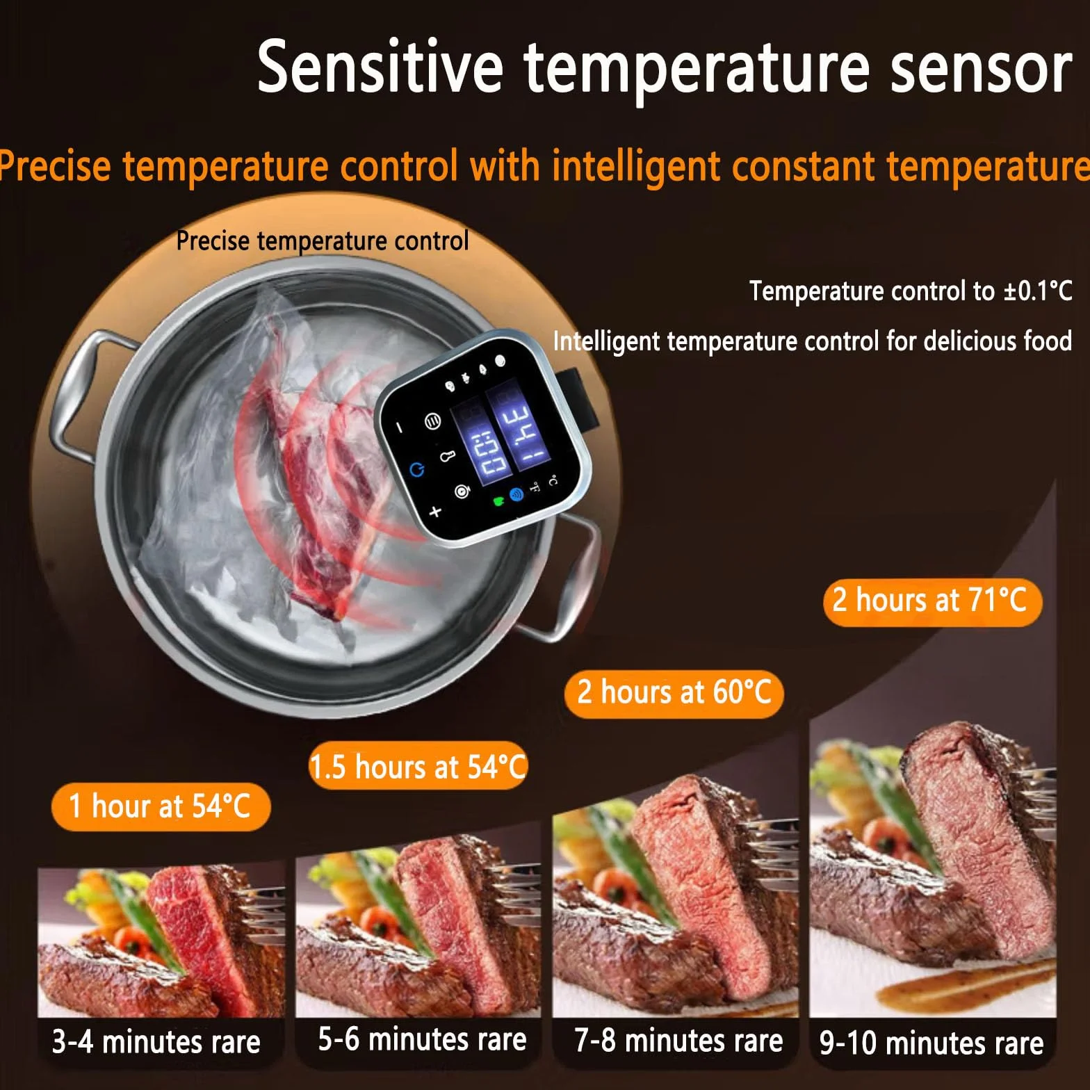 Urządzenie Do Gotowania Sous Vide Precision Cooker Z Ekranem LCD I Czułą Sondą Temperatury, Mocowane Na Klips, Trójwymiarowy Obieg Wody, Regulacja Temperatury W Zakresie 25°C–95°C