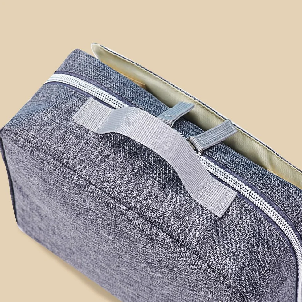 SUNVENO Torba na pieluchy, wodoszczelna torba na pieluchy, torba na pieluchy do podróży, torba na pieluchy materiałowe (L, czysta szara)