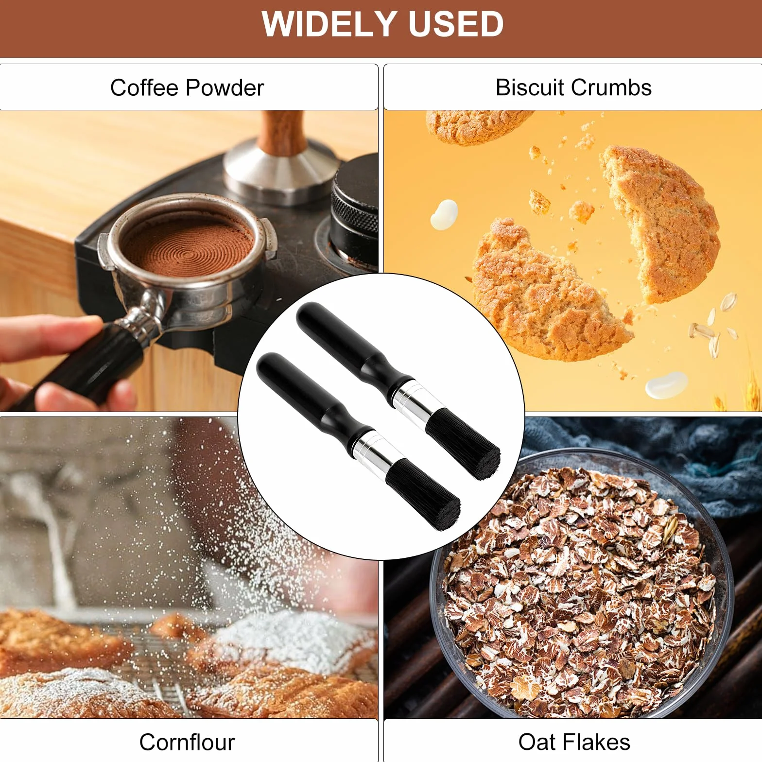 2 sztuki pędzli Barista, pędzelek do kawy, szczotka do kawy, szczotka do czyszczenia kawy, do młynków do kawy, ekspresu do espresso, akcesoria barista, pędzel kuchenny, naturalne włosie