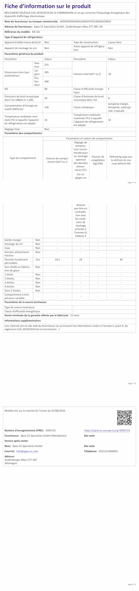 Enventor Przenośna mała lodówka 10 l (czarna), mini lodówka z funkcją chłodzenia i ciepła, 12 V/220 V, wyświetlacz LCD, mini lodówka do pokoju, samochodu i domu